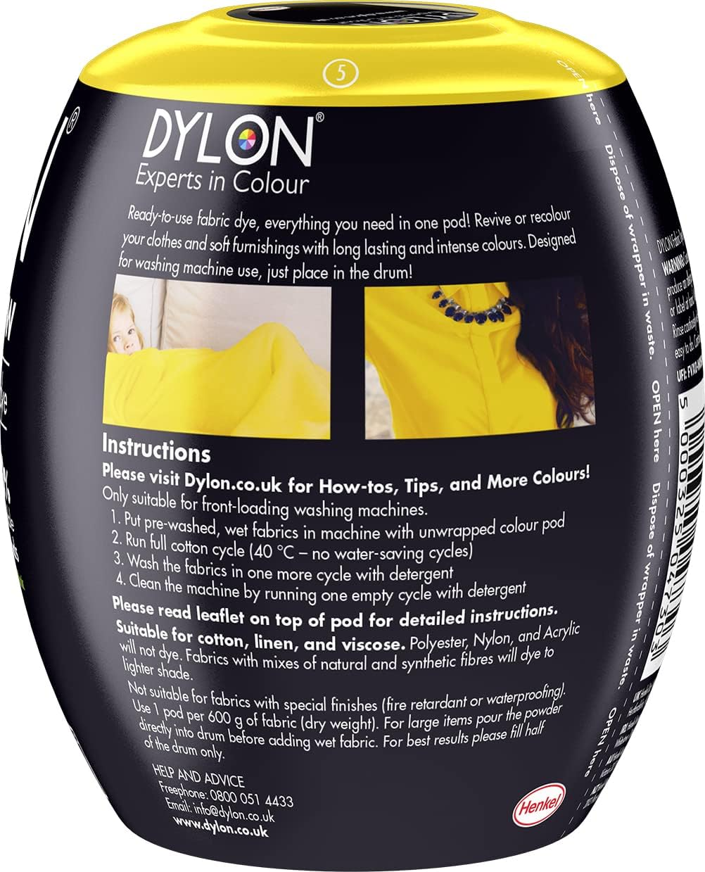 DYLON Machine Dye Pod - Sunflower Yellow, 350G image number 3
