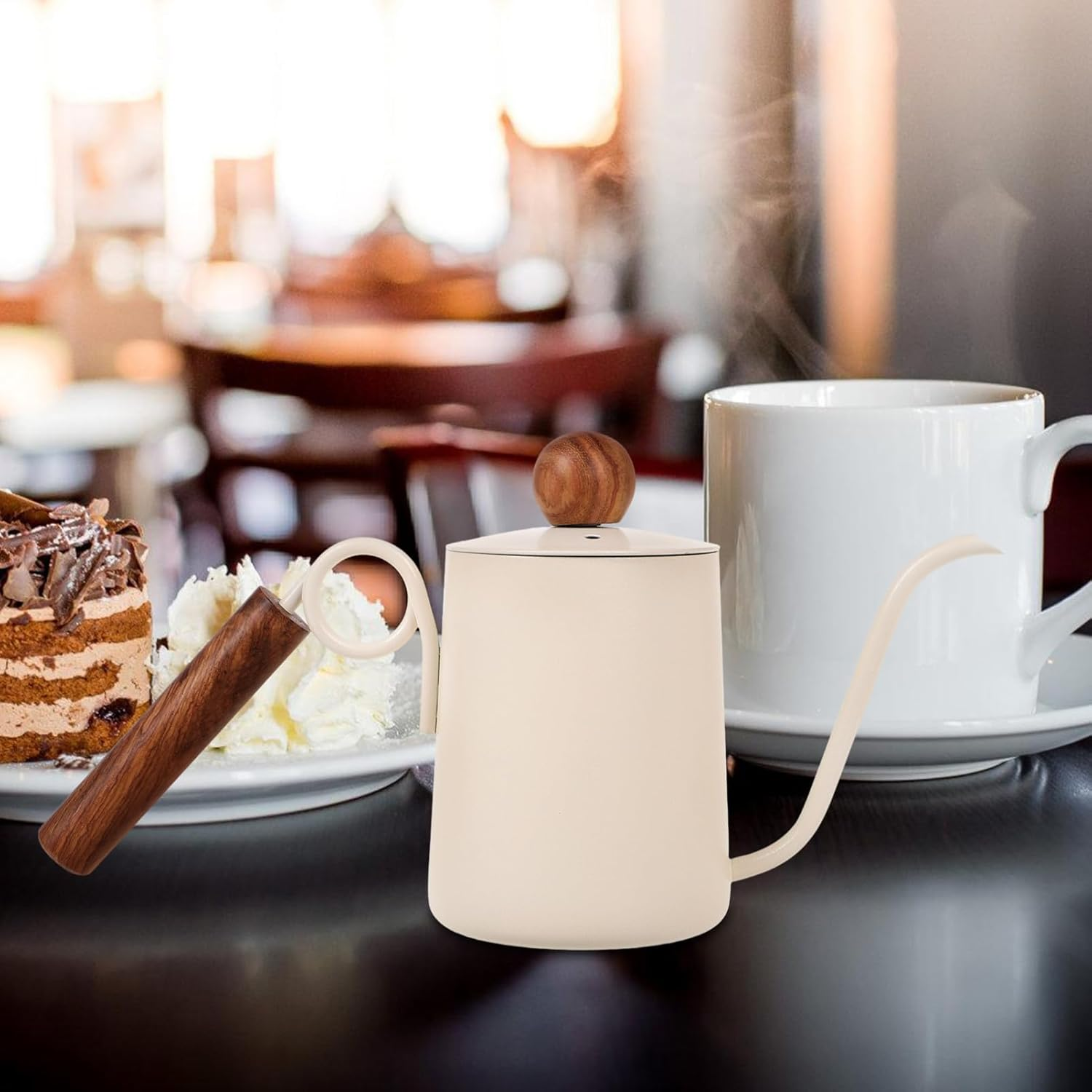 VINTORKY Stainless Steel Coffee Maker Gooseneck Pot for Tea Camping and Espresso Brewing