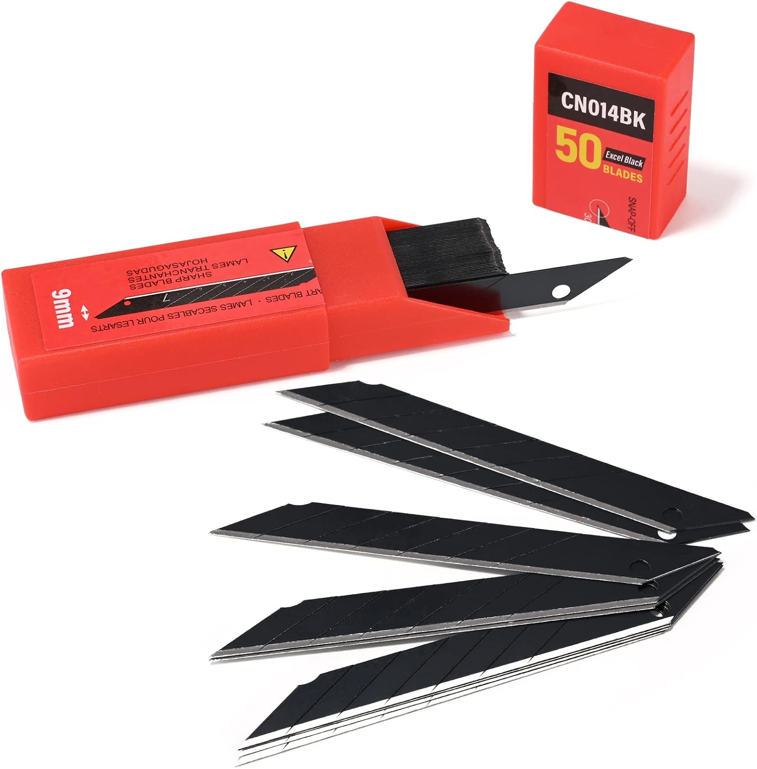 Gomake 9Mm Utility Knife Replacement Blades,30 Degree Snap off Carbon Steel Blades for Retractable Cutting Knives, Hobby, Craft Knife, Box Cutter 100Pcs-Black image number 5