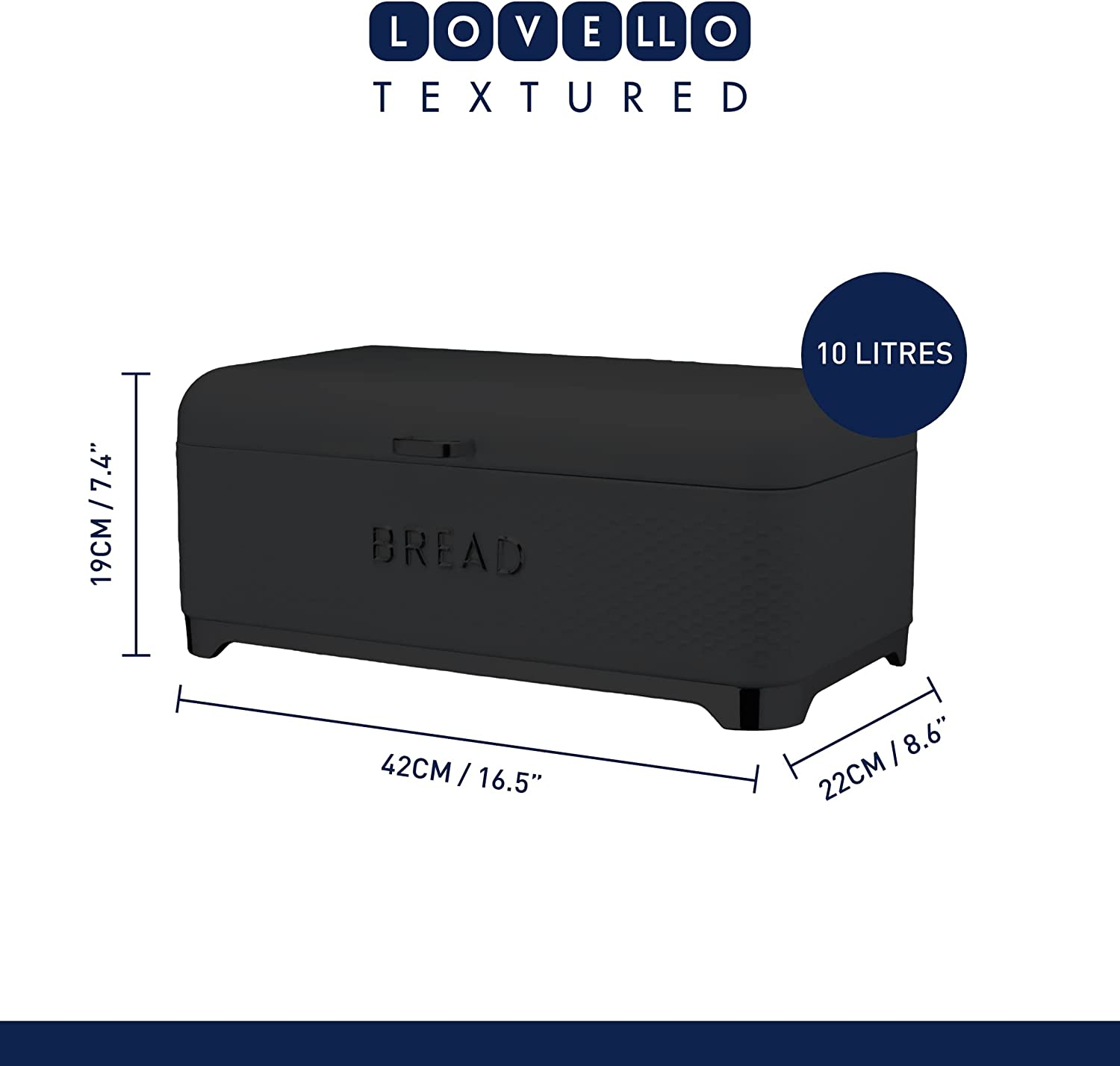 Kitchencraft Lovello Bread Bin 42X22X19Cm Grey image number 2