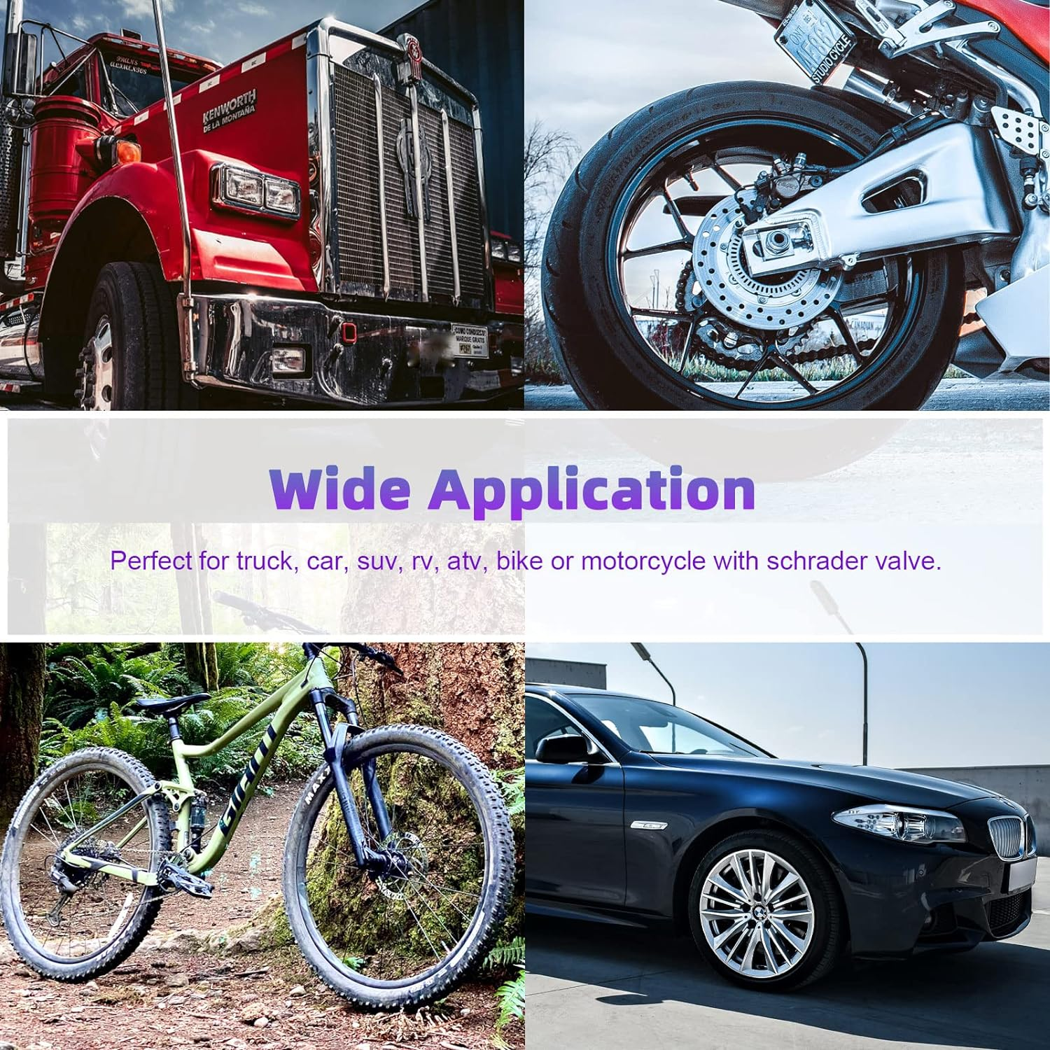 Swpeet 1Pcs Silver Truck Tire Pressure Gauge, Heavy Duty Dual Head Air Pressure Gauge, Straight-On Foot Dual Head Chucks, Pen Tire Gauge Range 10-150PSI 100-1000Kpa for Car Truck image number 2