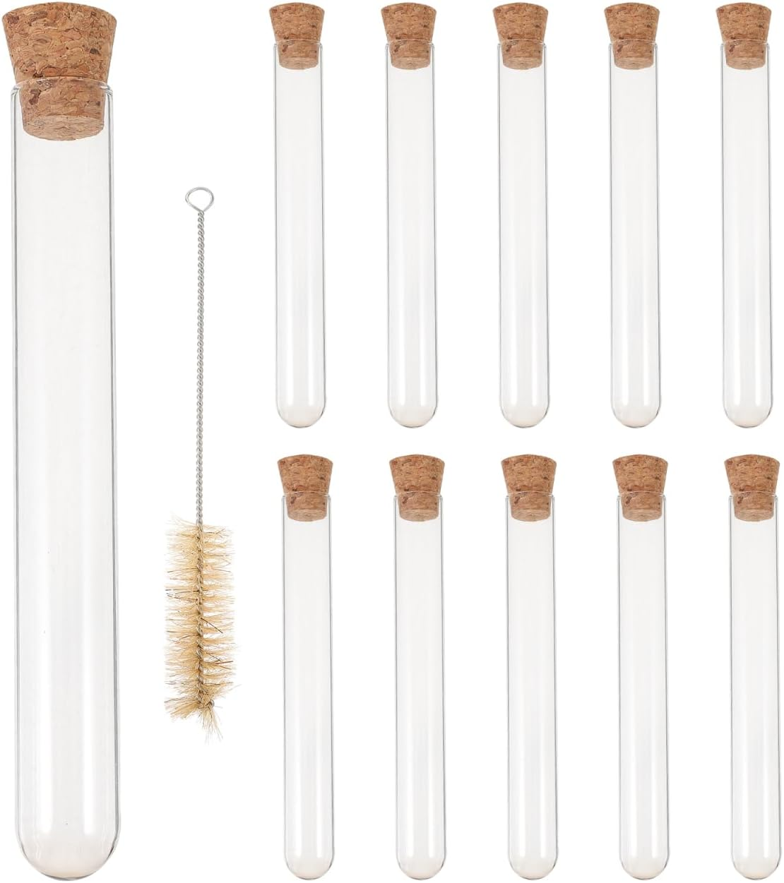 10 Pack Glass Test Tubes with Cork Stoppers and Brush, Mini Glass Bottles Jars for Scientific Experiments, Liquid Storage, Candy, Spices, Beads, Mother'S Day Home Decor 20X150Mm image number 2