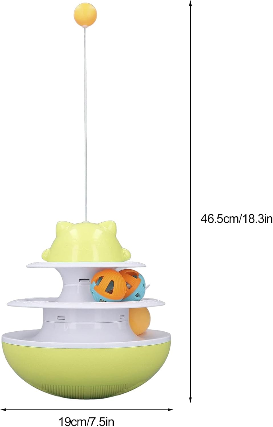 Cat Turntable Toy, 2 Level Interactive Exercise Kitten Track Tower Puzzle Toy with Colorful Rolling Ball, Fun Physical Exercise Kitten Toys Cat Interactive Toy for Cat Kitten - Lake Blue image number 7