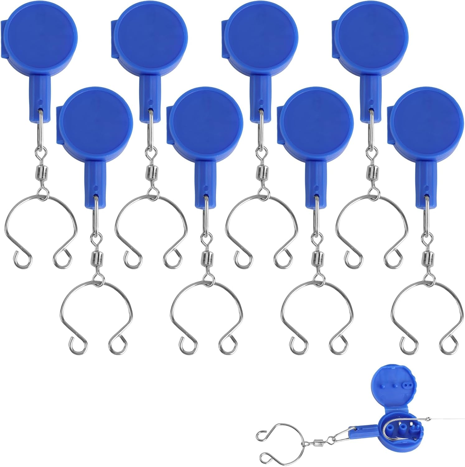 Ozessence 8 Pcs Fishing Knot Tying Tool, Strong and Rust-Proof Fishing Hook Tie Tool, Operation Brief Protect Fingers from Sharp Hooks for Beginner for Jig Heads, 3/0 Circle Hooks & 2/0 Extra Wide