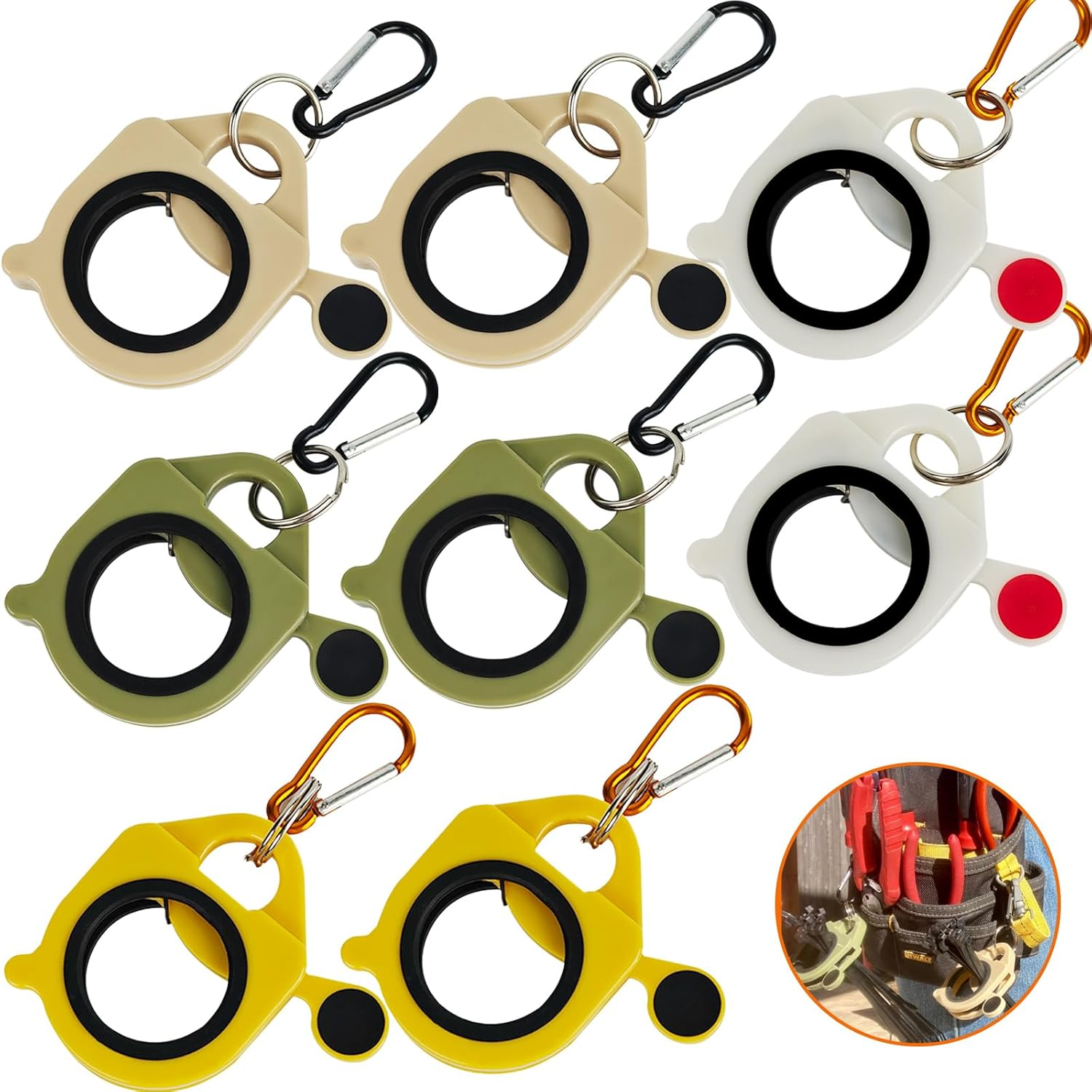 Zip Tie Holder Cable Tie Holder for Tool Belt Heavy-Duty Colored Organized Strong Efficient for Electrician Tool Storage Reusable Portable (White, 8 Pack)