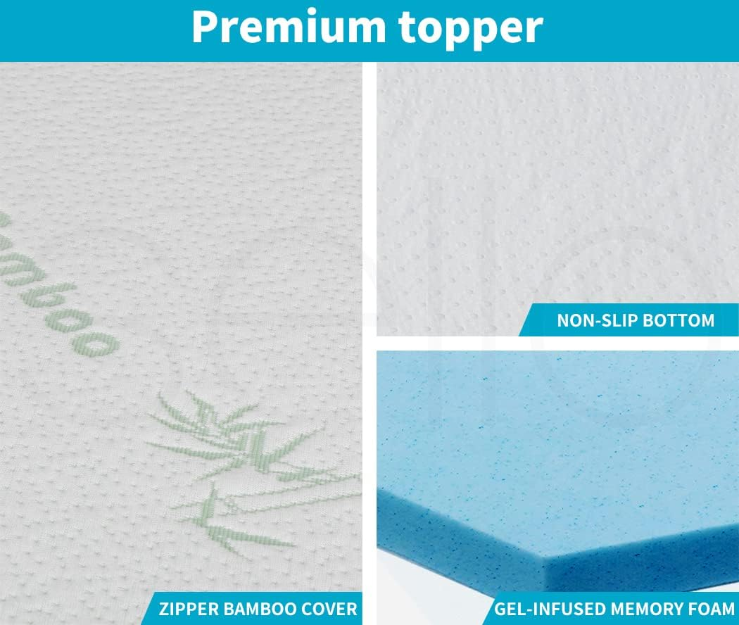 Dreamz Bamboo Fabric Cool Gel Memory Foam Mattress Topper, 5 Cm Thickness, Single image number 4