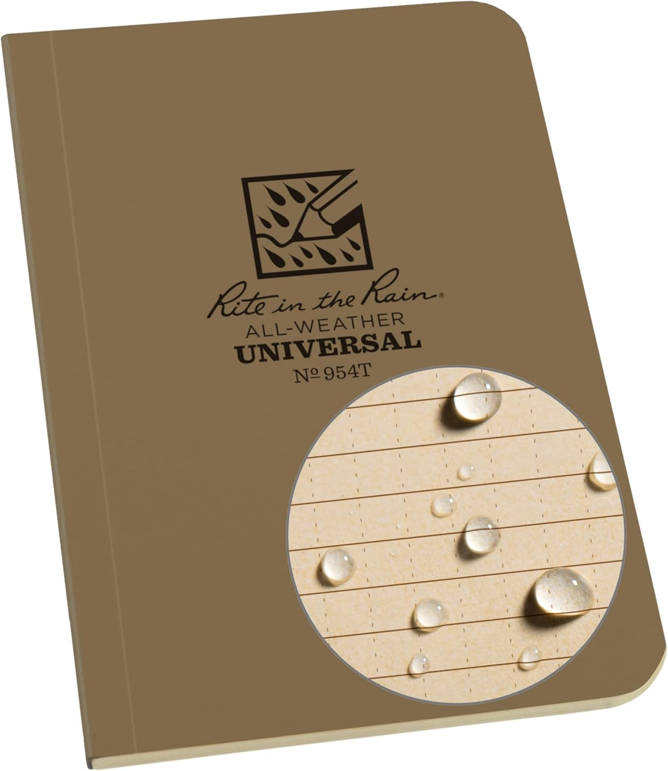 Rite in the Rain Weatherproof Soft Cover Pocket Notebook, 3.5" X 5", Black Cover, Universal Pattern (No. 754)