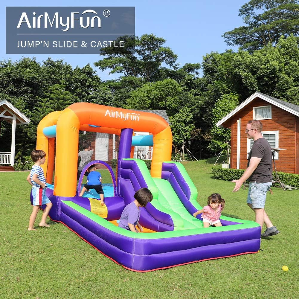 Airmyfun Inflatable Bounce House,Inflatable Kids Slide,Jumping Bouncing House with Air Blower, Suitable for Playing Outdoor Garden image number 2