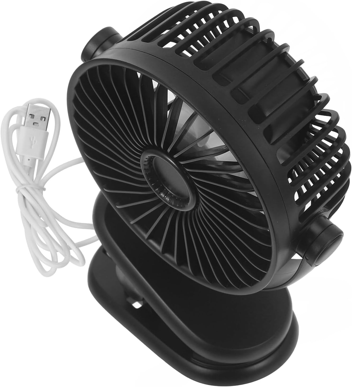 Cabilock Clip on Oscillating Mini Desk Fan USB Corded Table Fan Two-Speed Adjustment Sturdy Material Compact for Home Office Dorm Study Library Games Room Black image number 6