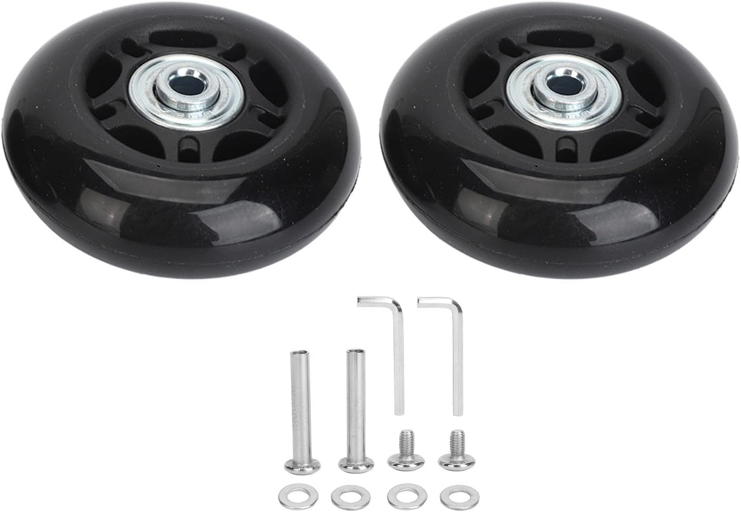 2Pcs Luggage Suitcase Wheels Replacement Kit Mute Wear Resistant Luggage Suitcase Replacement Wheels Universal Rubber Swivel Caster Wheels Bearings Repair Kits with Tool (68X24Mm image number 6