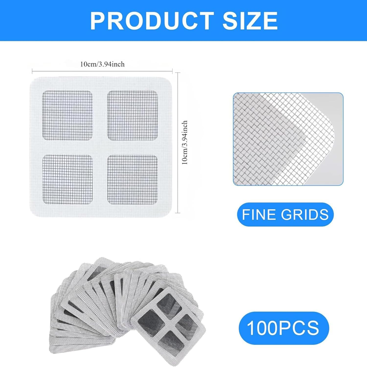 100Pcs Drain Stickers Floor,Shower Drain Hair Catcher,3.94 Inch Square Bath Tub Drain Strainer,For Bathtub Drain Cover for Kitchen Bathroom,Bathtub Drain Hair Catcher with Waterproof Adhesion Square image number 6