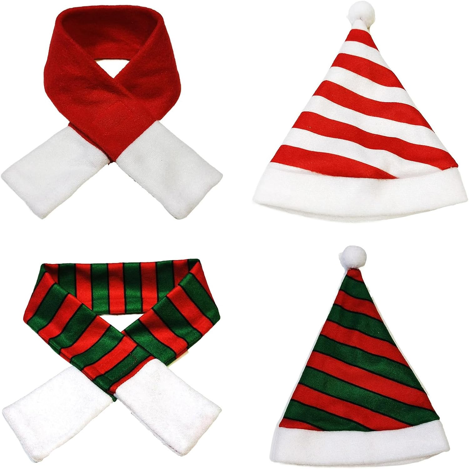 PLUSHCEWT Pack of 4 Pet Christmas Costume Mini Christmas Hat and Scarf Dog Cat Christmas Accessories Christmas Costume for Cats and Small Dogs Christmas Party Cosplay Accessories image number 4
