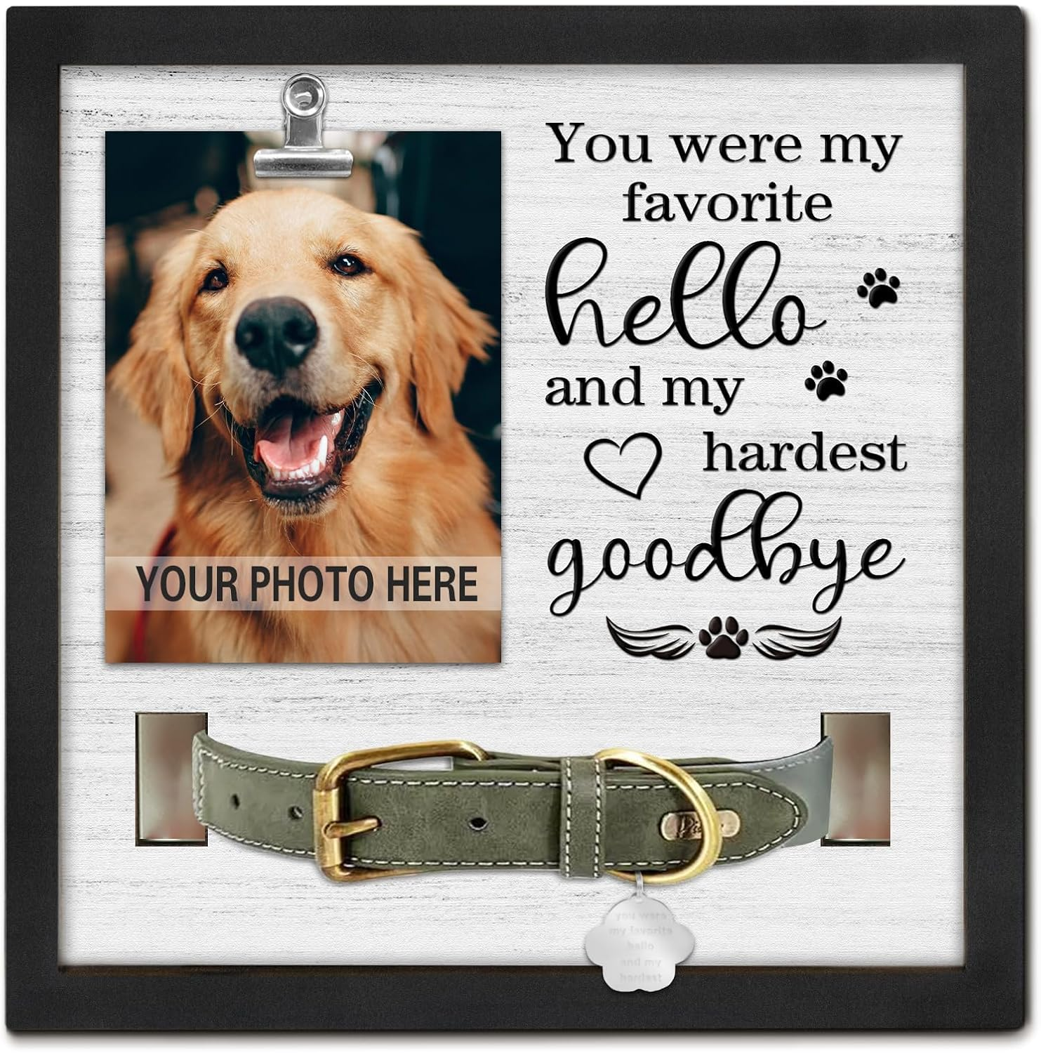 Cozioz Pet Memorial Keepsake, Sympathy Frame for Loss of Dog or Cat, Pet Remembrance Frame with Collar Holder, My Hardest Goodbye image number 4