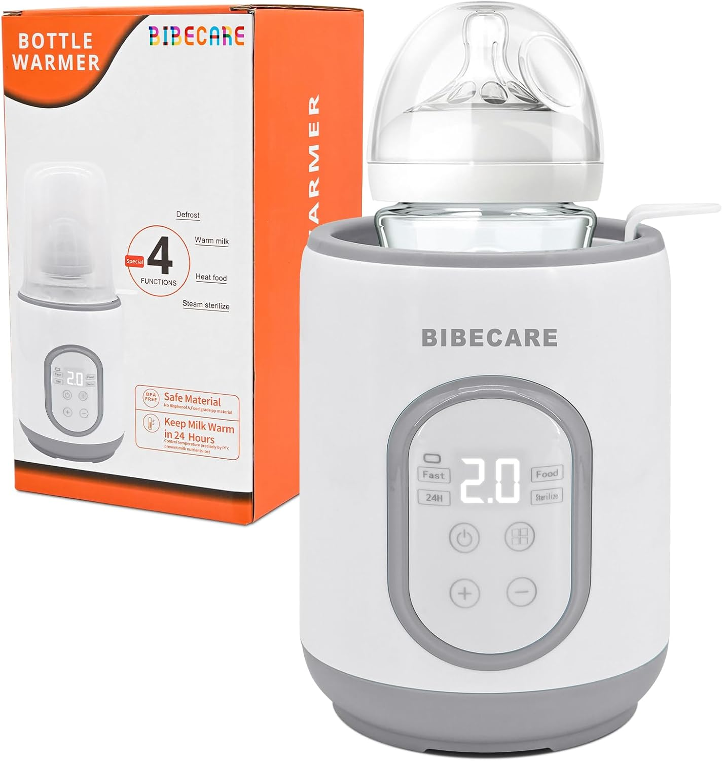 Bottle Warmer, Baby Fast Bottle Warmer for Breastmilk & Formula with Temp Display&Timer Function, Volume-Based Heating for 60ML&ndash;240ML Bottles, Accurate Temp Control, Keep Warm 48H