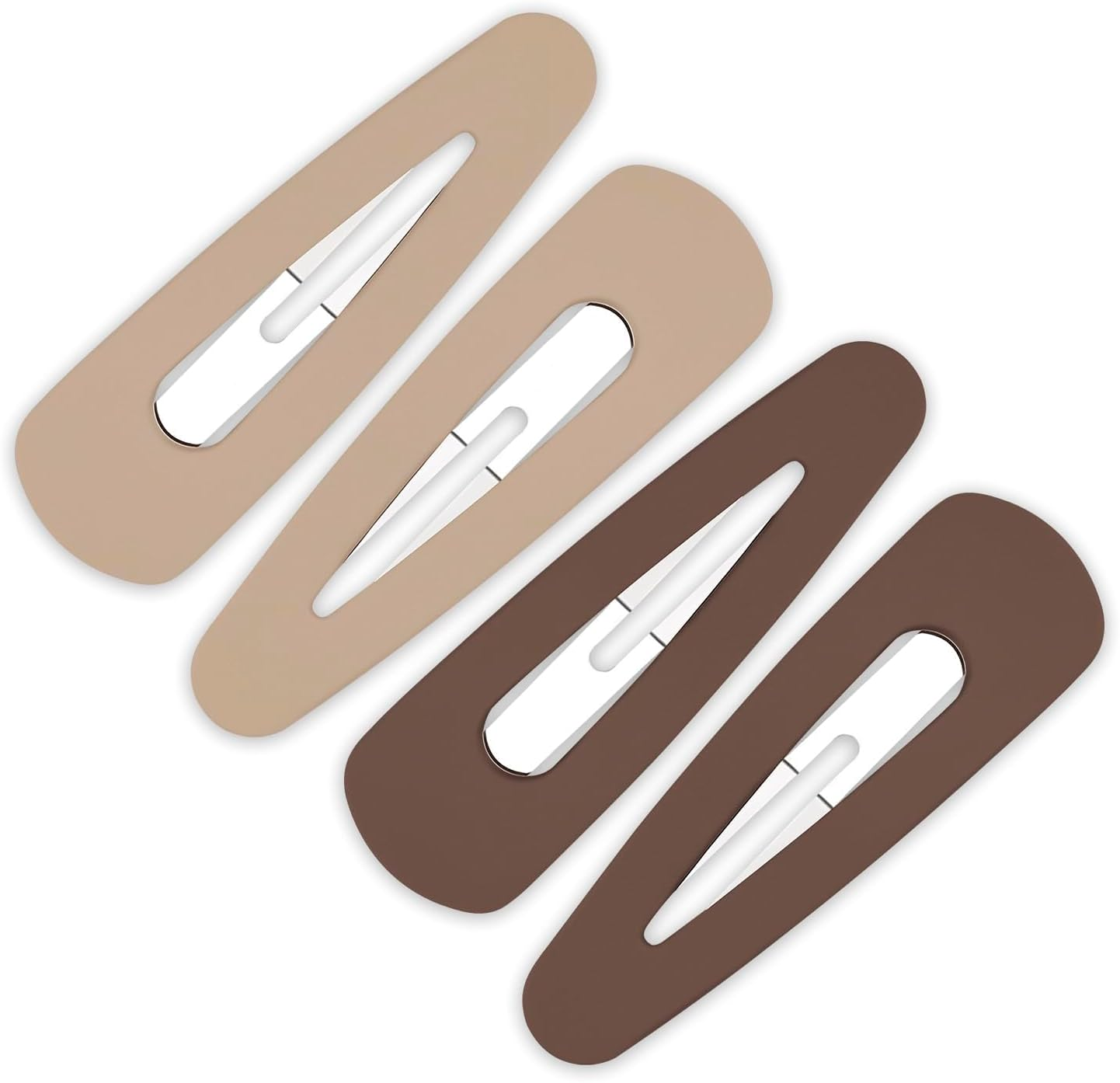 4Pcs Large BB Hair Barrettes Brown Matte Metal Snap Hair Pins for Girls and Women Decortions Hair Accessories (9Cm)