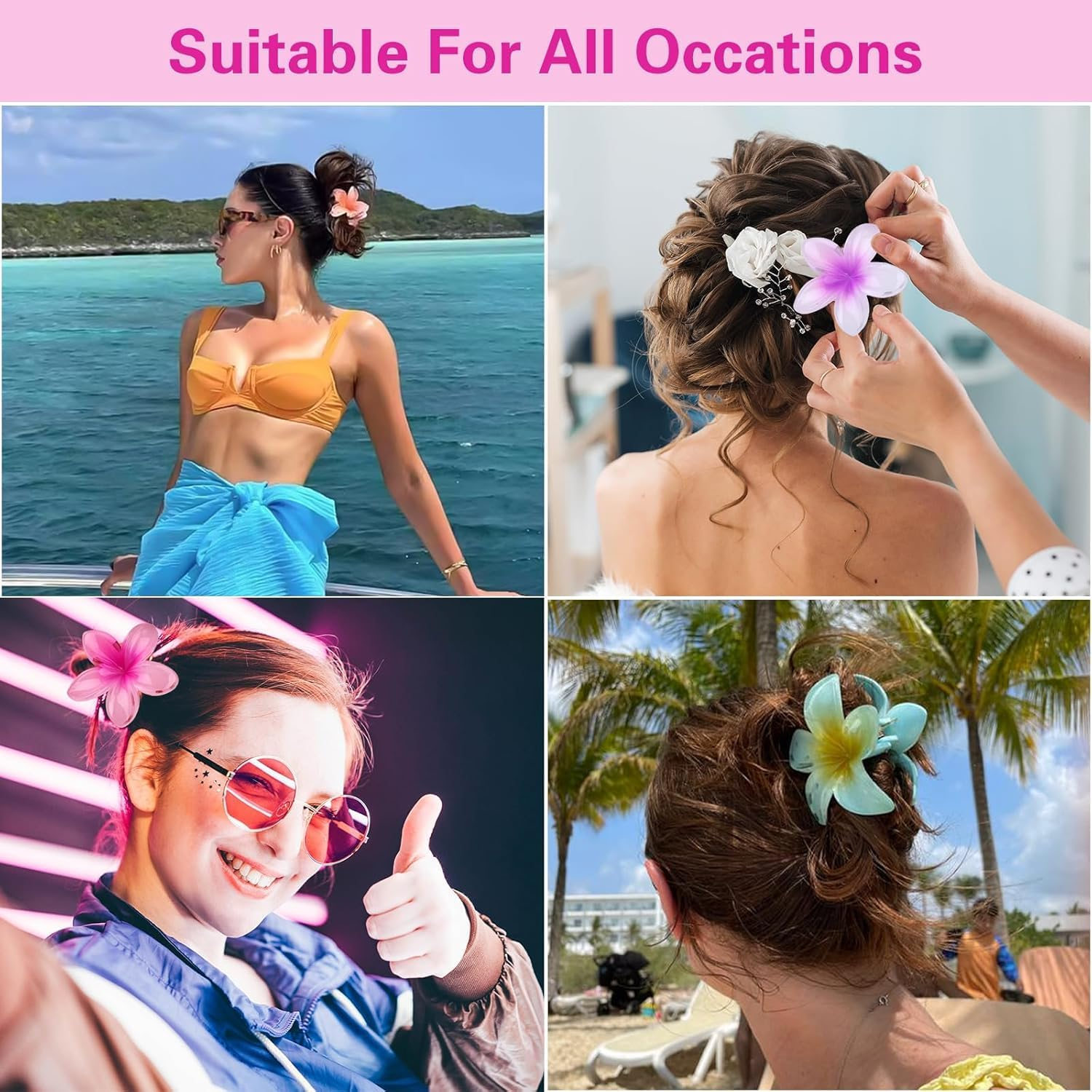 Flower Claw Clip Plumeria Flower Hair Claw Clip, 6Pcs Flower Hair Clip Egg Flower Hair Claw Clip,Cute Flower-Shaped Hair Clip,Cute Small Hair Clips Hawaiian Flower Claw Clip,Egg Flower Hair Claw Clip image number 4