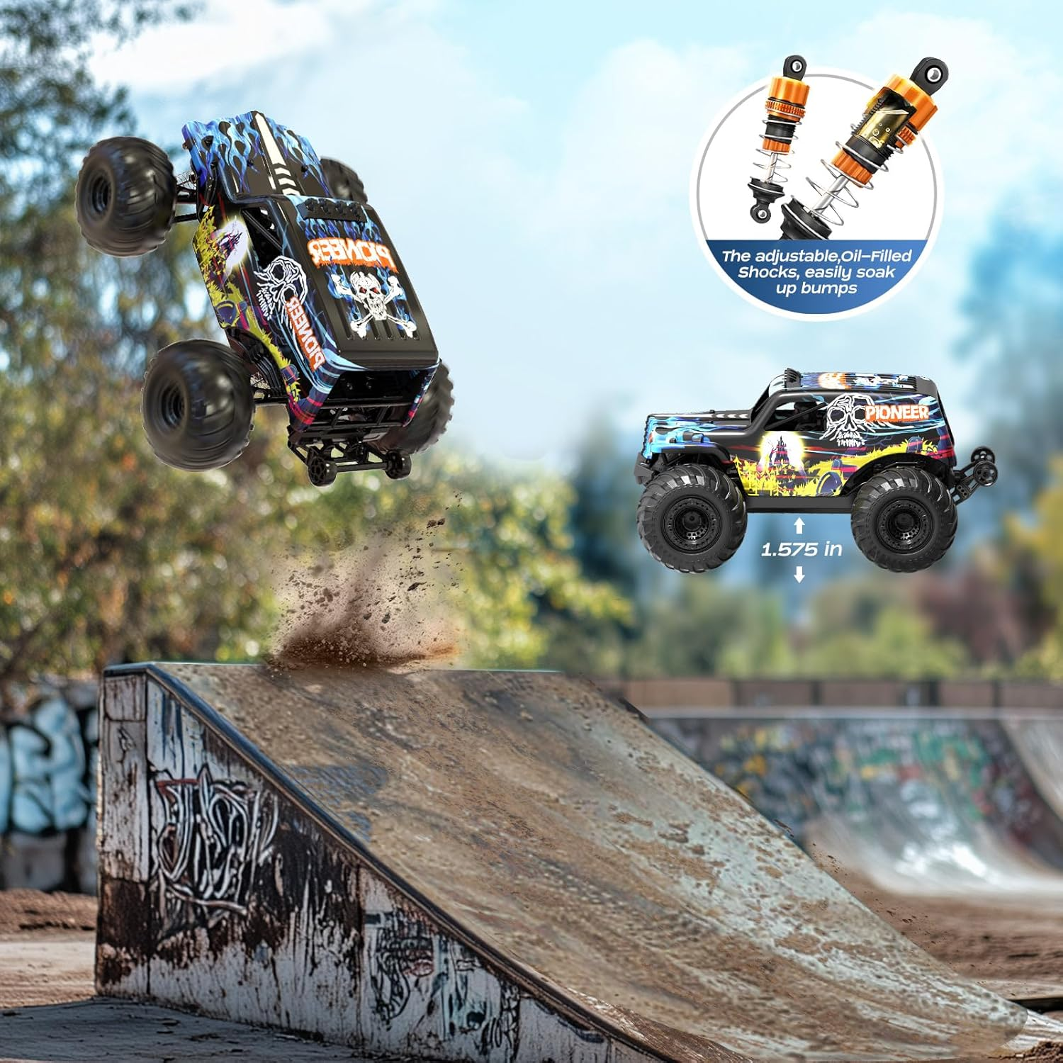 1/14 Brushless RC Cars for Adults, Max 68KM/H Oil Shock Absorber Electric 4WD High-Speed RC Car, Remote Control Cars for Adults RC Truck with Two 2S Lipo Batteries, Compatible with 3S Lipo image number 3