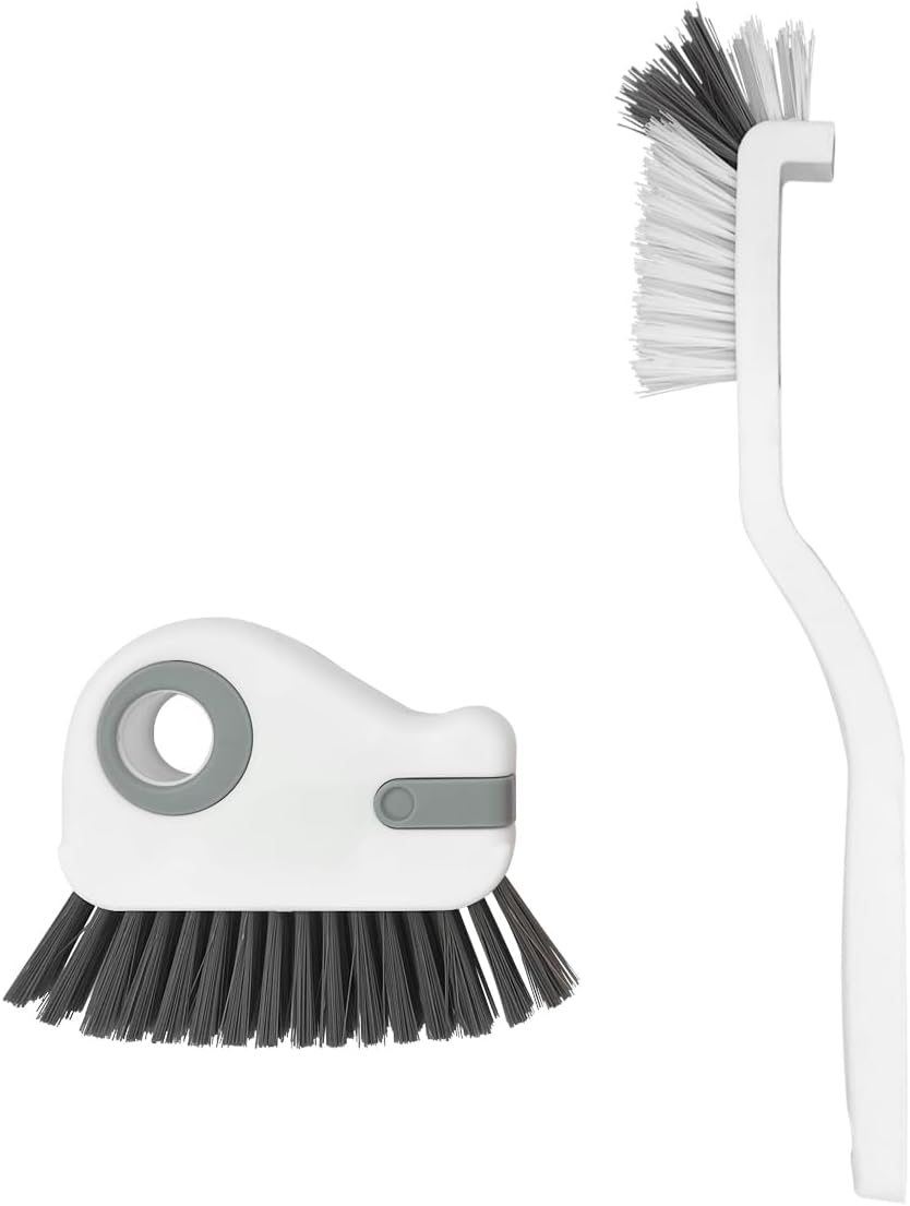 2Pcs 2 in 1 Groove Crevice Cleaning Brush Window Track Cleaning Tools,Multifunction Grout Cleaner Tool Crevice Cleaning Brush with Hidden Scraper for Sliding Door Track,Window Sill,Window Seal