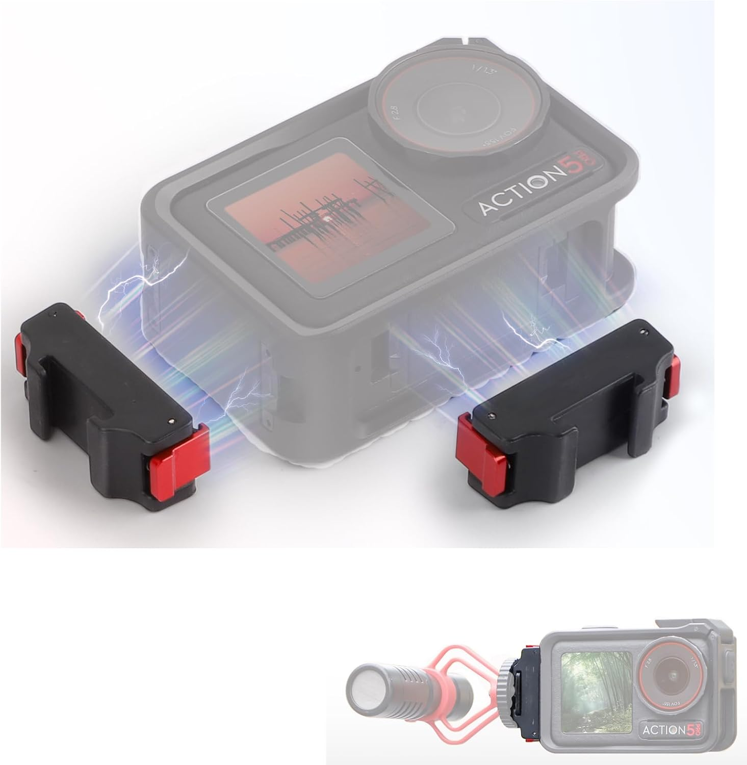 CERFFOOL Magnetic Cold Shoe Adapter for DJI Osmo Action 5 Pro/4/3, Quick Release Expansion Base for Fill Light Microphone for Action Camera Accessories image number 4