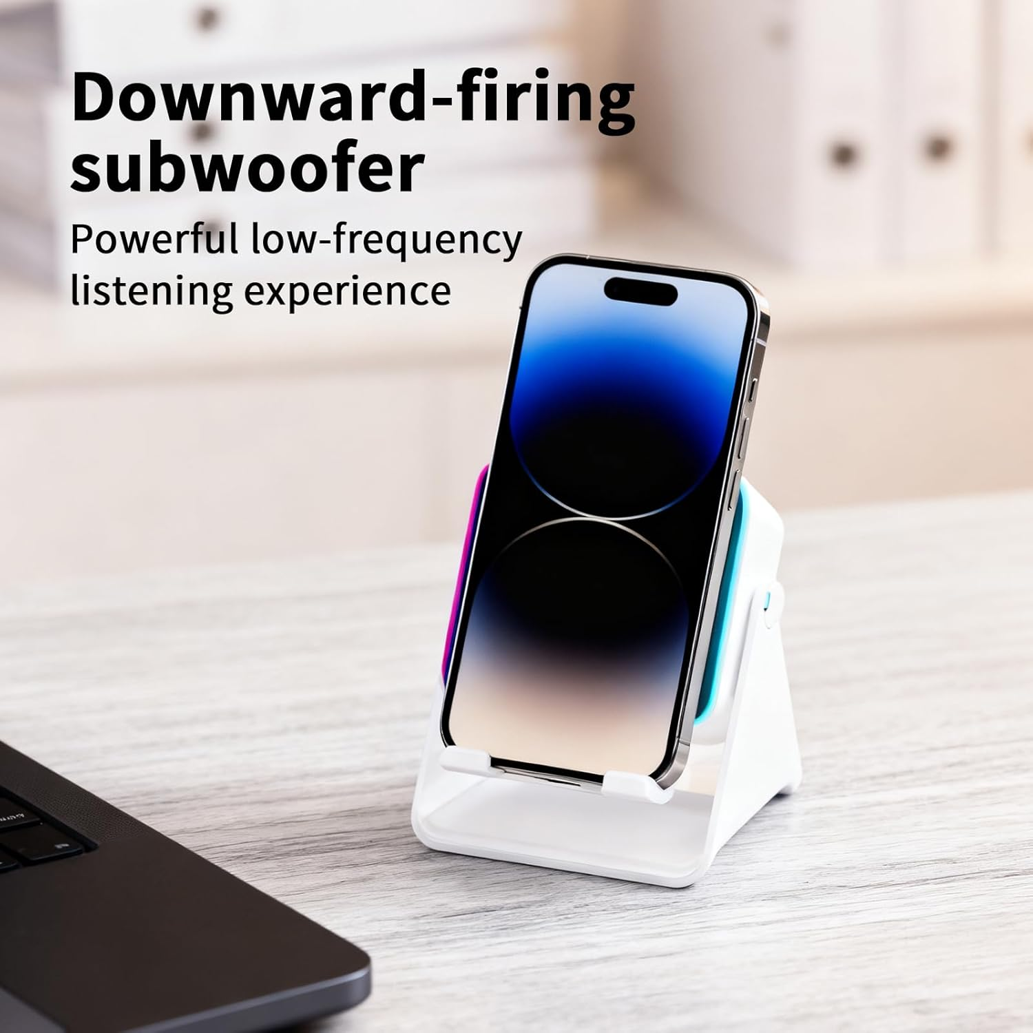 SVCEQZE Induction Speaker for Phone | Folding Audio Smartphone Bracket Station with Light,10W Phone Holder Wireless Charger Speaker - for Home Christmas Travel Office Birthday Women Men Girl Boyfriend image number 5