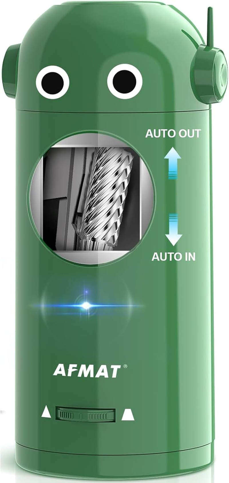 AFMAT Electric Pencil Sharpener, Fully Automatic Robot Pencil Sharpener for Colored Pencils 7-11.5Mm, Auto in & Out, Rechargeable Hands-Free Pencil Sharpener for Home/Classroom/Office, Blue