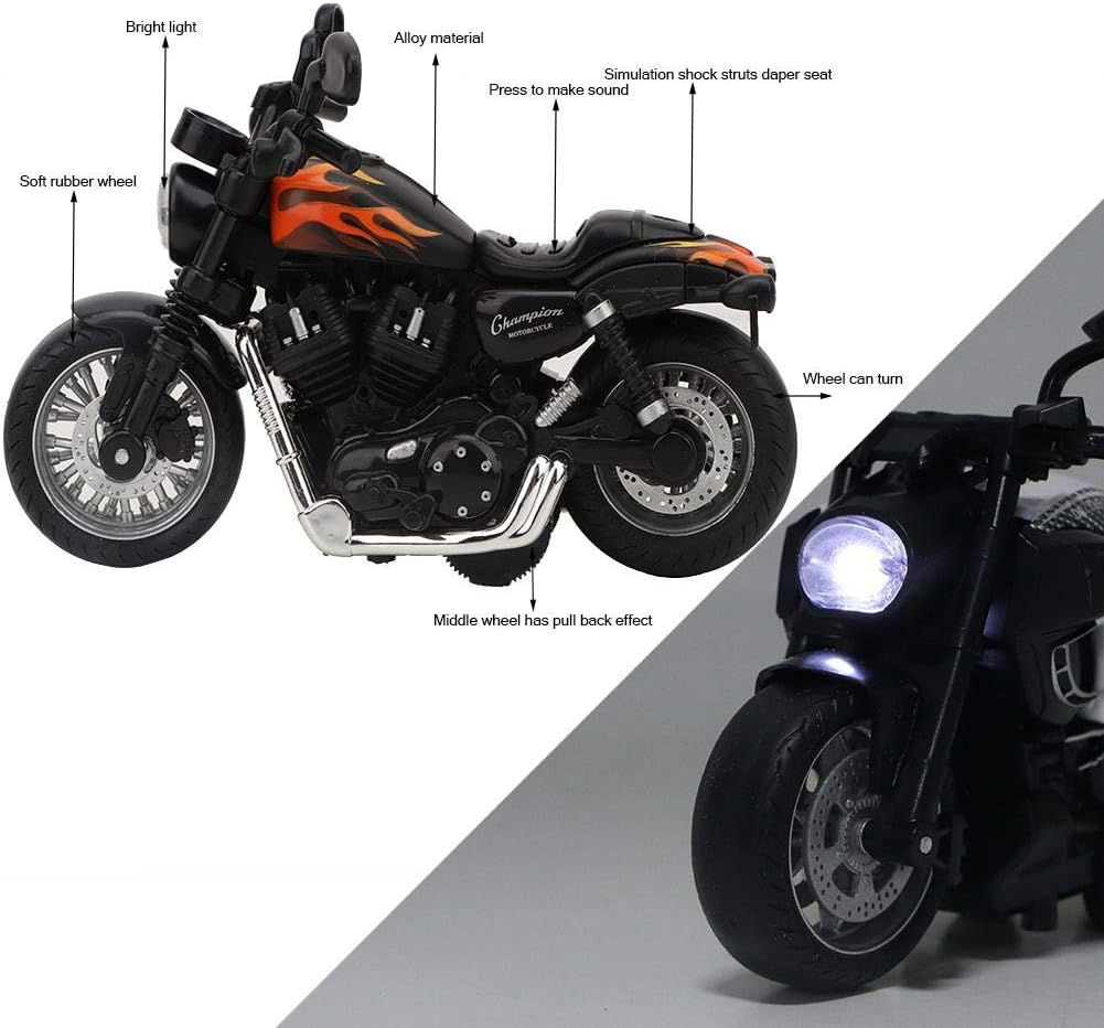 Motorbike Model Toy, Durable Alloy Motorbike Model Toy, Superior Vertical for Kids Teens Sons Children Boys(Black)