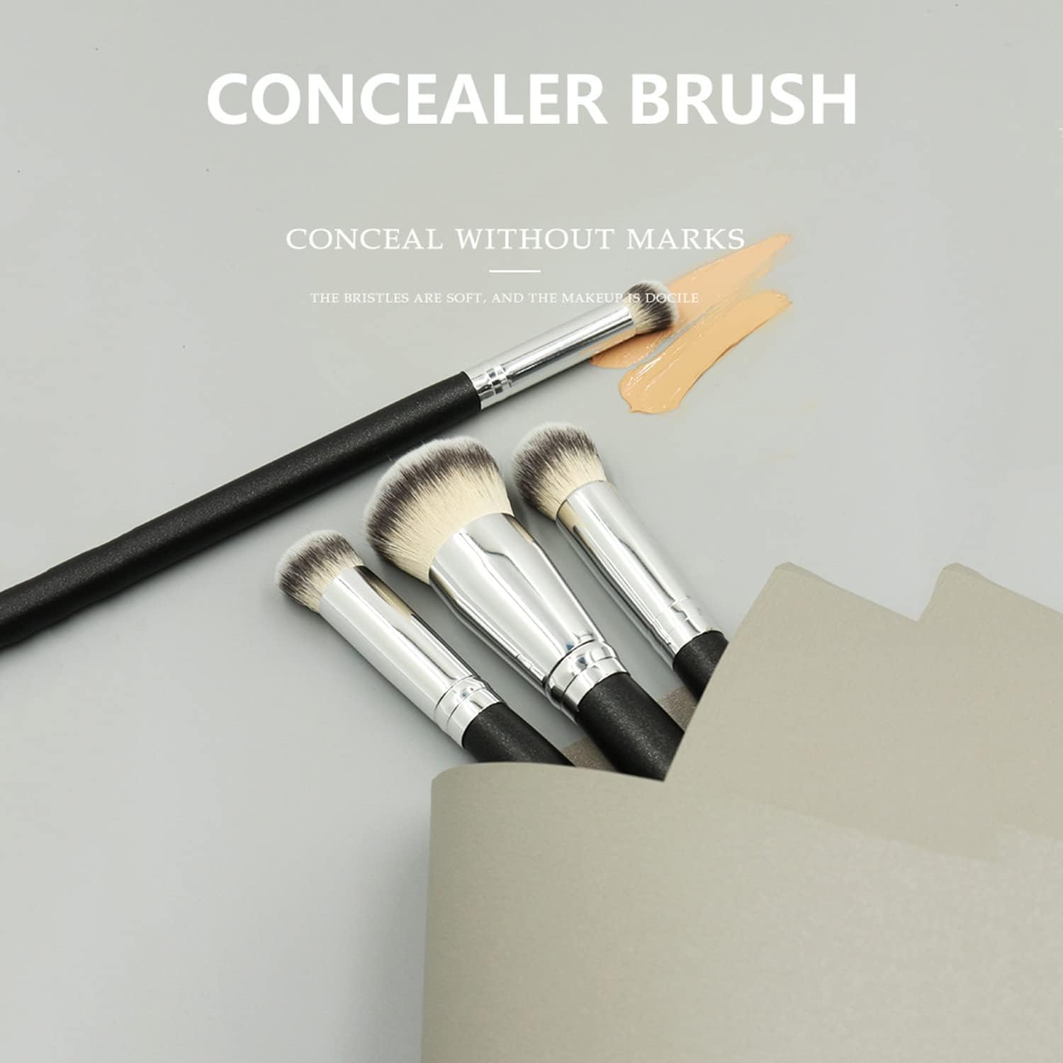 Ksvsonrvi Concealer Brush, under Eye Small Size Angled Head Kabuki Nose Contour Brush for Concealing Blending Setting Buffing image number 2