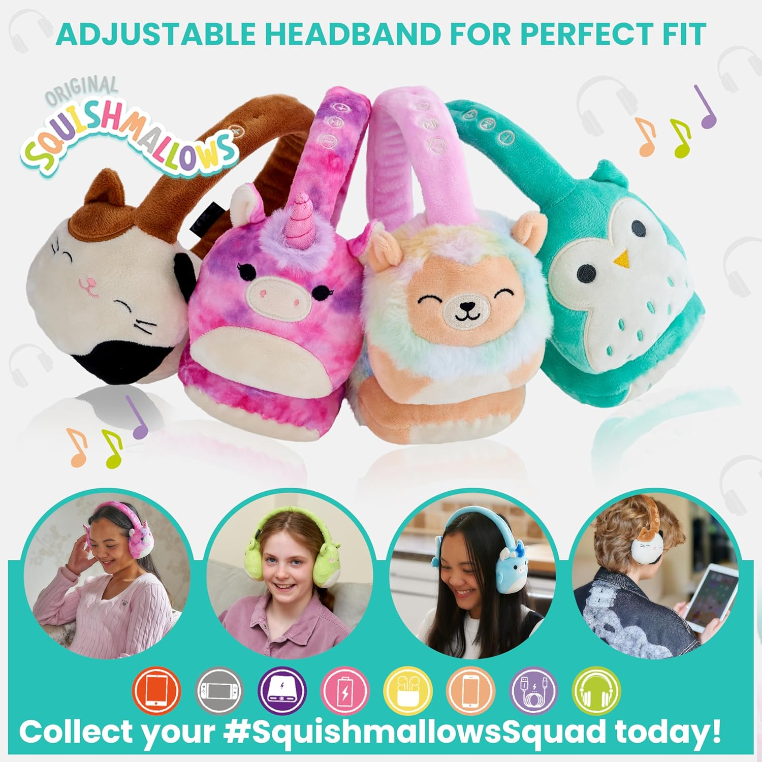 Squishmallows Plush Bluetooth Headphone - Leonard image number 1