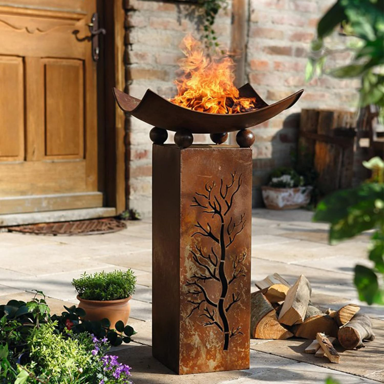 Large Bird Bath 72Cm Wild Birds Feeder Metal Rusty Garden Decor Birdbath Outdoor image number 5