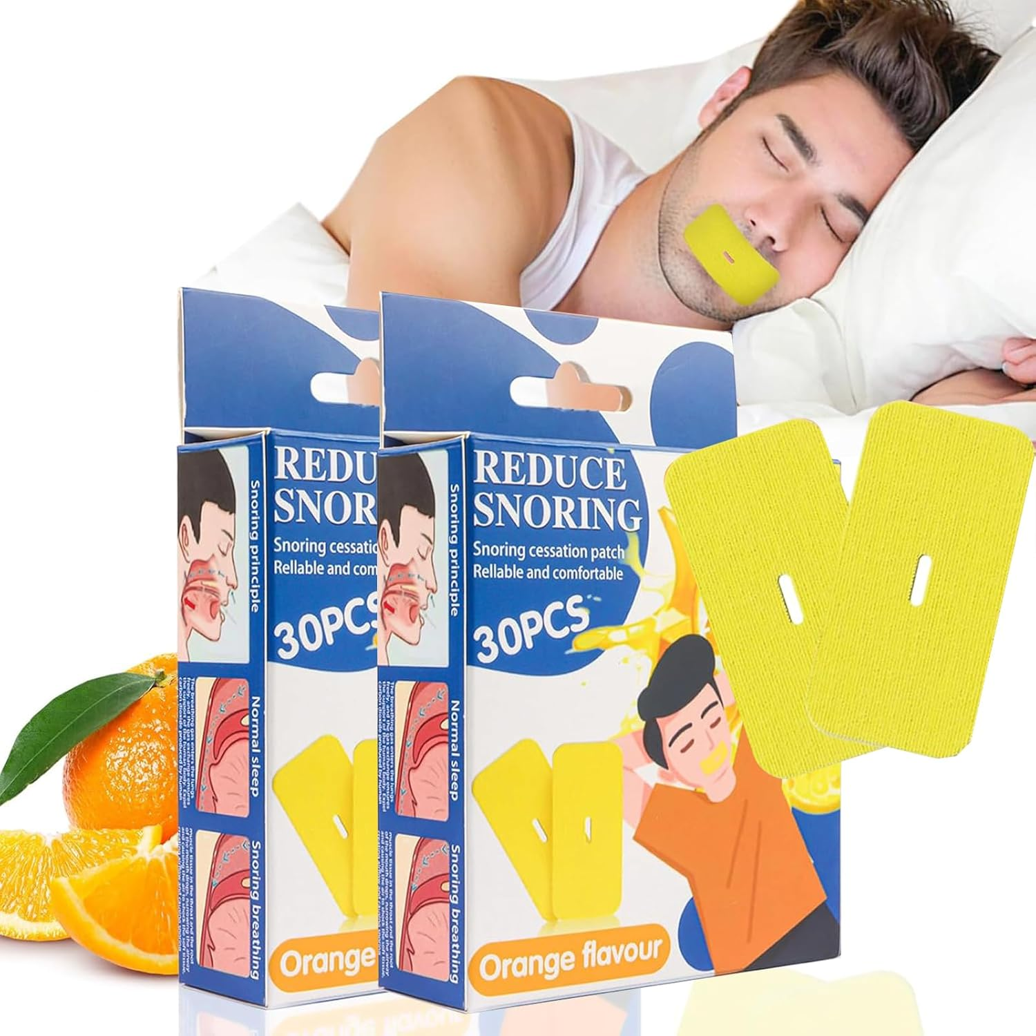 Sleep Mouth Tape - Breathable Sleep Tape Allows You to Sleep through the Night and Effectively Stops Snoring, Mouth Tape for Sleeping-30Pc (Fruity Orange Flavor)
