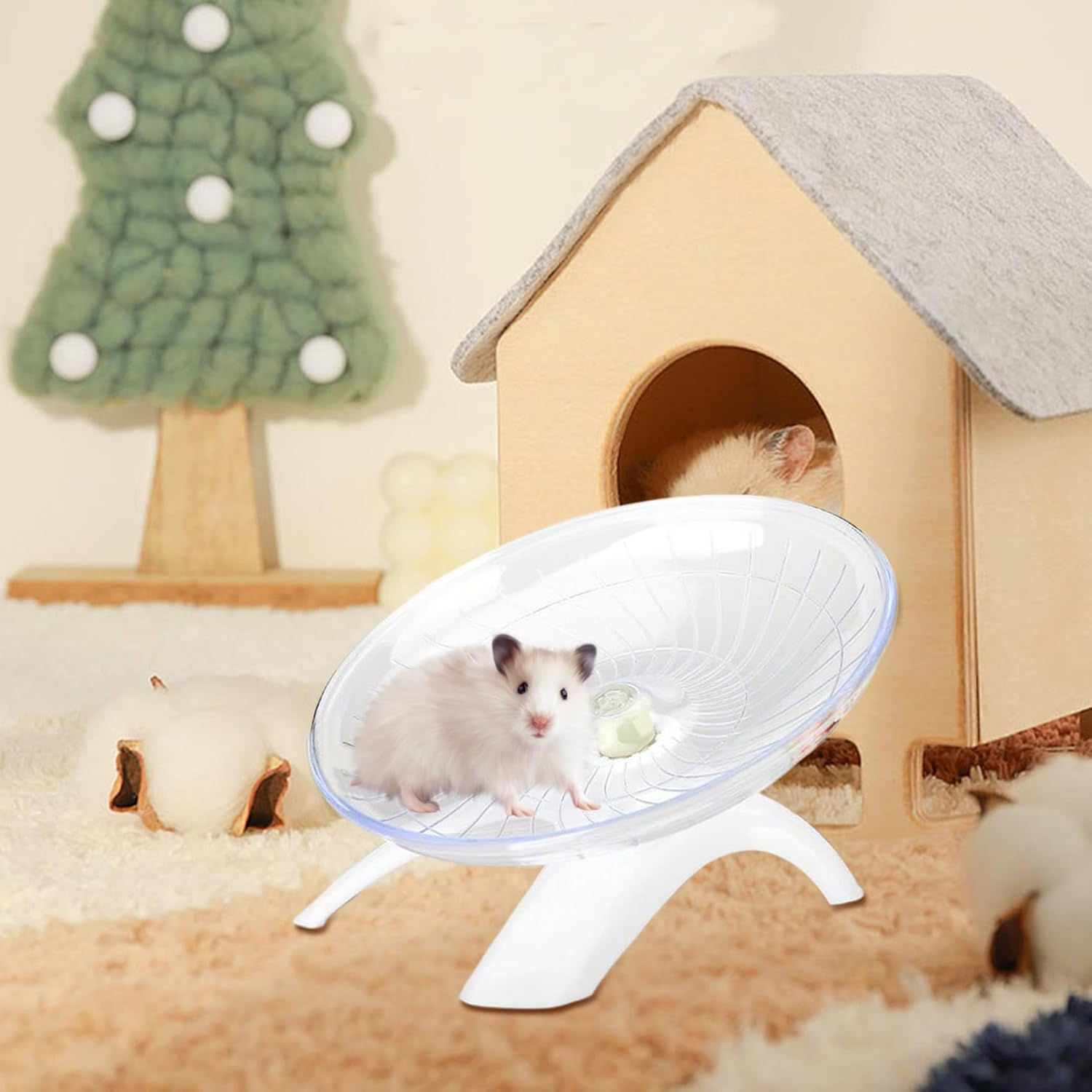 7Inch Silent Hamster Wheel, Non-Slip, Stable Exercise Wheel for Dwarf Hamsters, Gerbil, Rat, Small Animals, White, Indoor image number 1