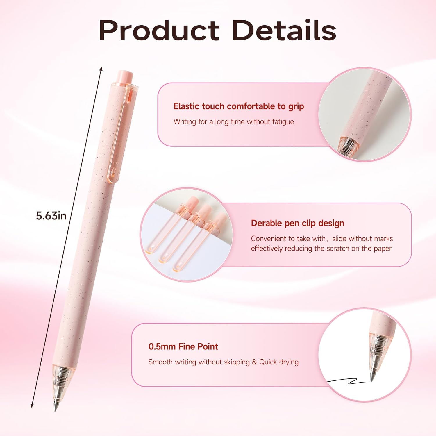 RIANCY Premium Pink Gel Pens - Smooth Writing, Quick Dry, Set of 12 - Ideal for Journaling, Note-Taking, Art Supplies - 10 Pcs Retro Color-Black Ink image number 4