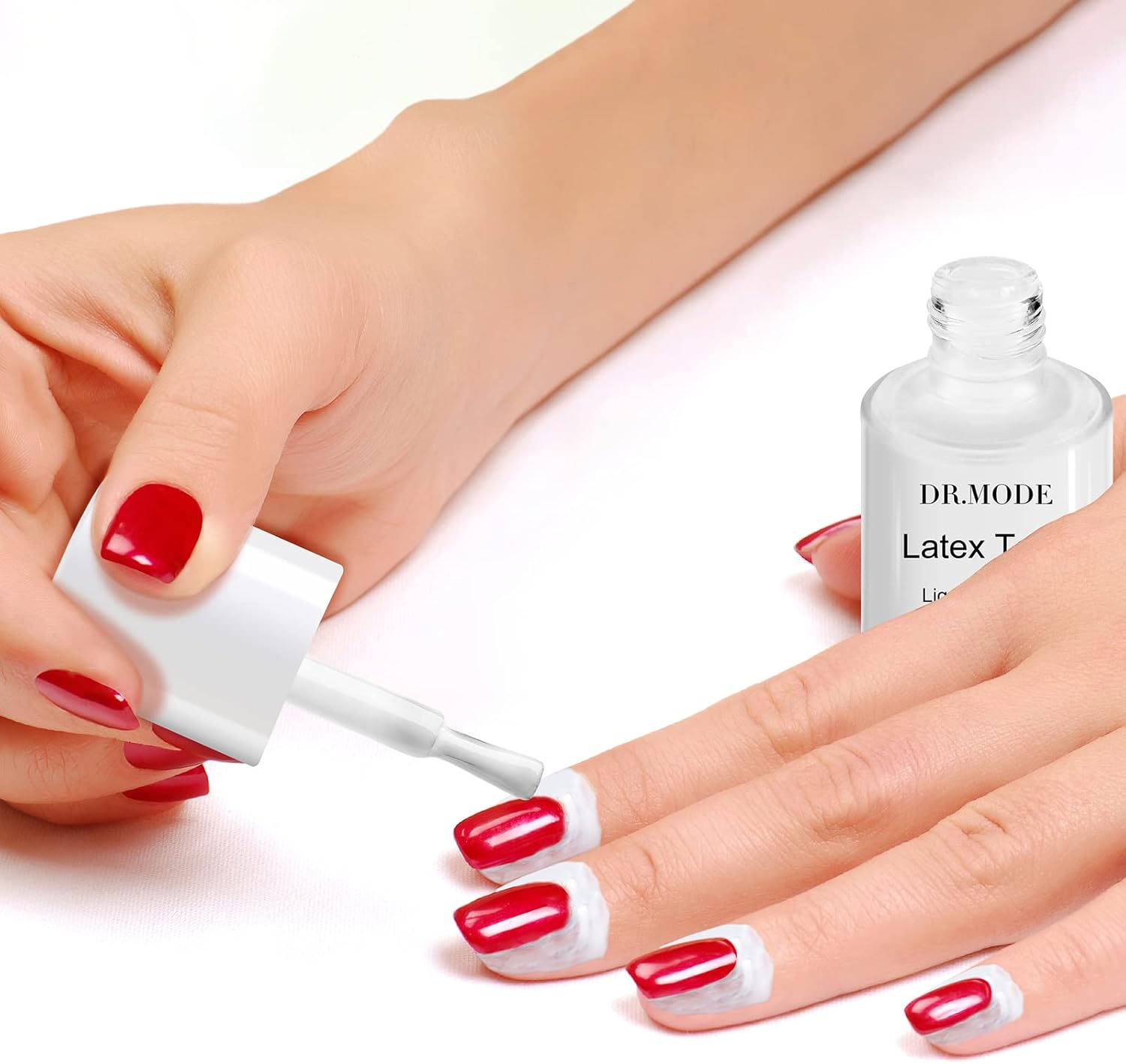 DRMODE Liquid Latex for Nails, Nail Latex Tape Peel off Fast Drying Nail Polish Barrier, Nail Cuticle Guard Protector for Fingers Nail Stamping with Tweezers for Nail Art image number 4