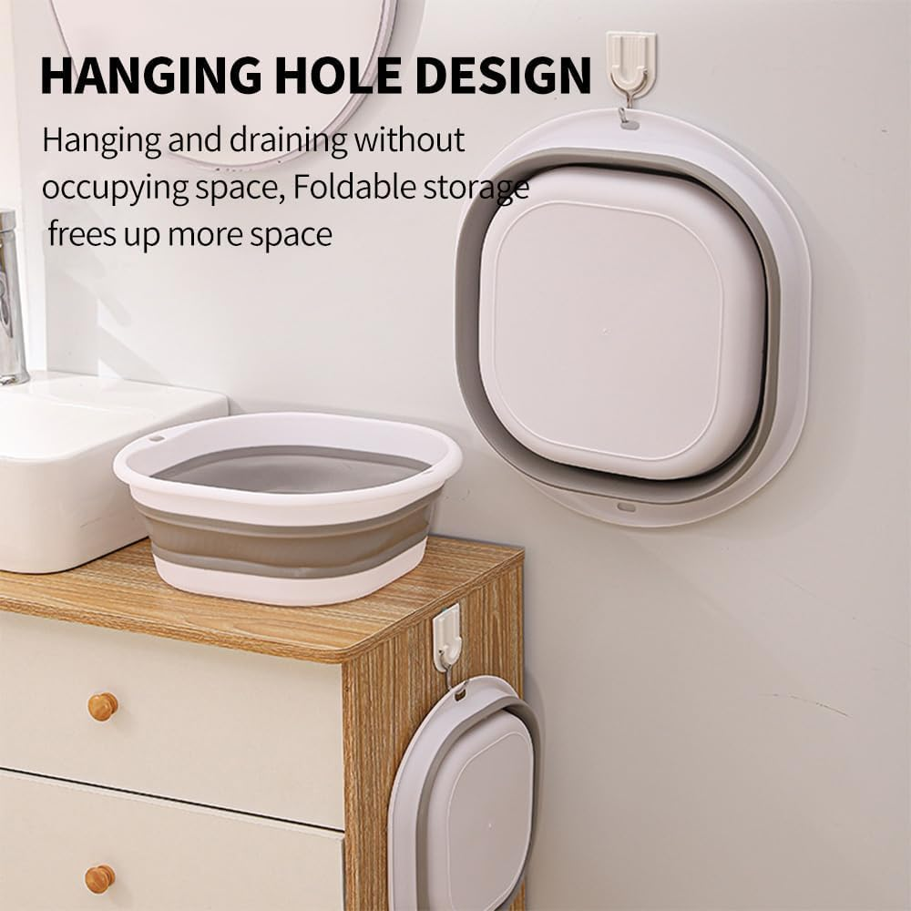 3 Pack Collapsible Wash Basin,Foldable Laundry Tub, Portable Wash Tub Set, Suspendable Design, for Dishing, Fruit, Foot Soak, Camping, Laundry, Home (Set of 3, S,M,L) image number 1