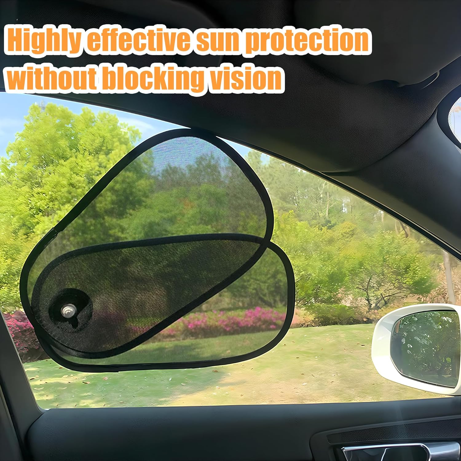 2 Pack Rotatable Car Window Shade for Baby & Driver - Adjustable Mesh Sun Blocker with Easy Suction Cup Installation, Universal Fit for Side Windows & Windshield Sun Protection image number 3