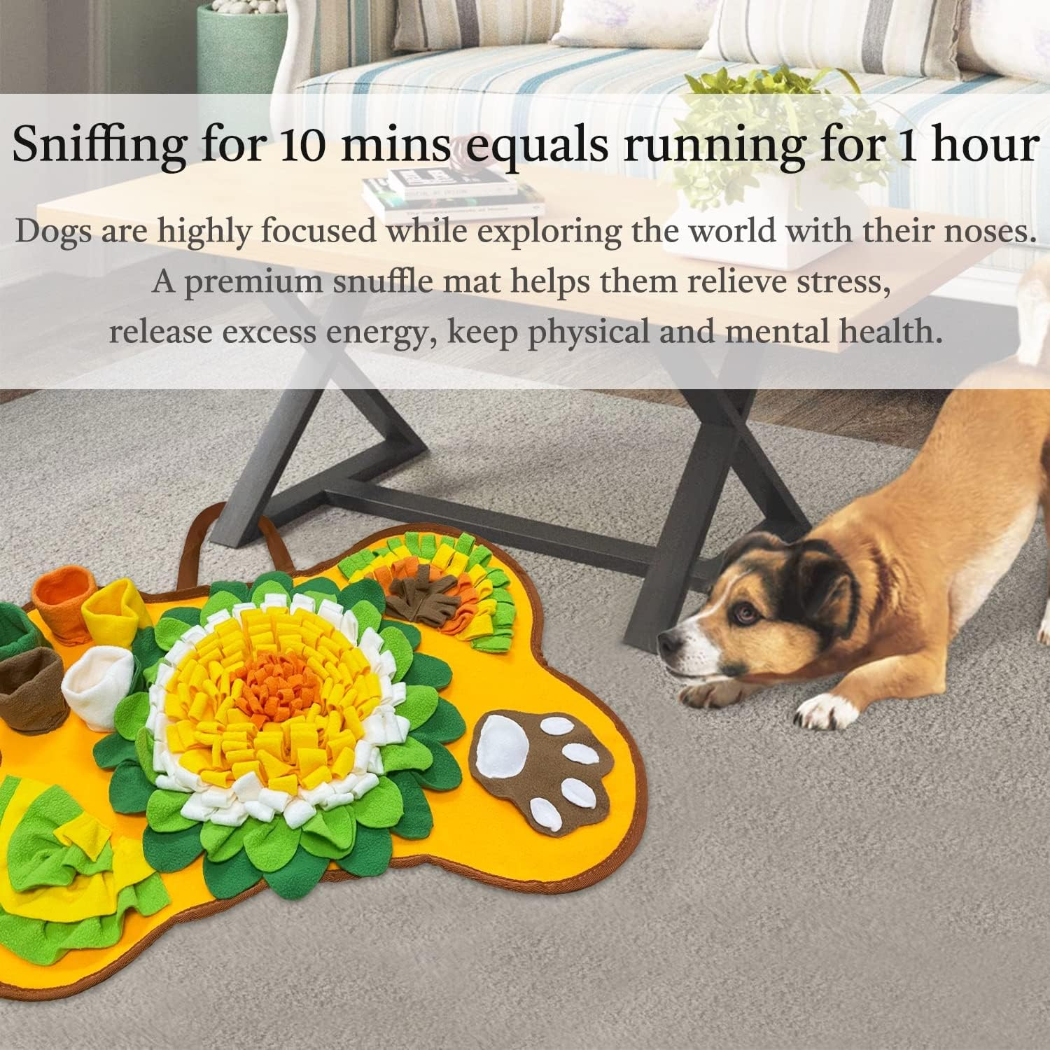 Snuffle Mat for Dogs, 25'' X 17'' Pet Snuffle Mat, Dog Feeding Mat, Sniff Mat Interactive Dog Puzzle Toys, Enrichment Nosework Feed Games for Slow Eating & Encourages Natural Foraging Skills image number 5