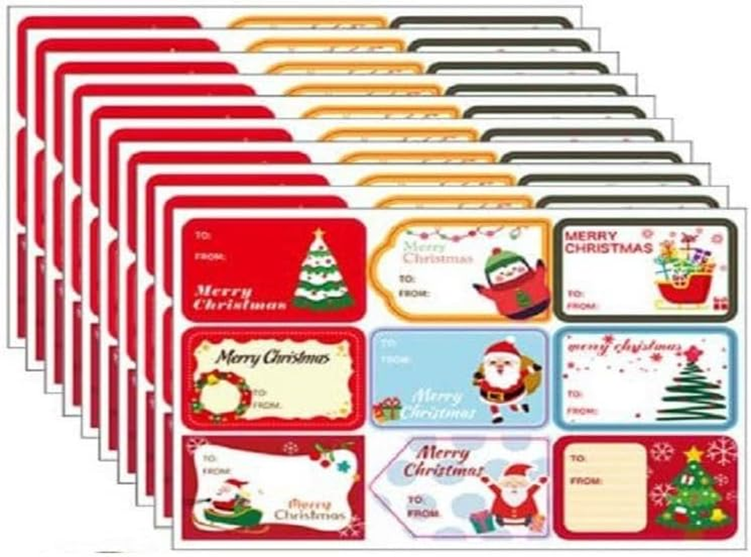10Sheets 90Pieces Message Stickers Gift Tags, Self-Adhesive Santa, Snowmen, Xmas Tree, Deer, image number 2