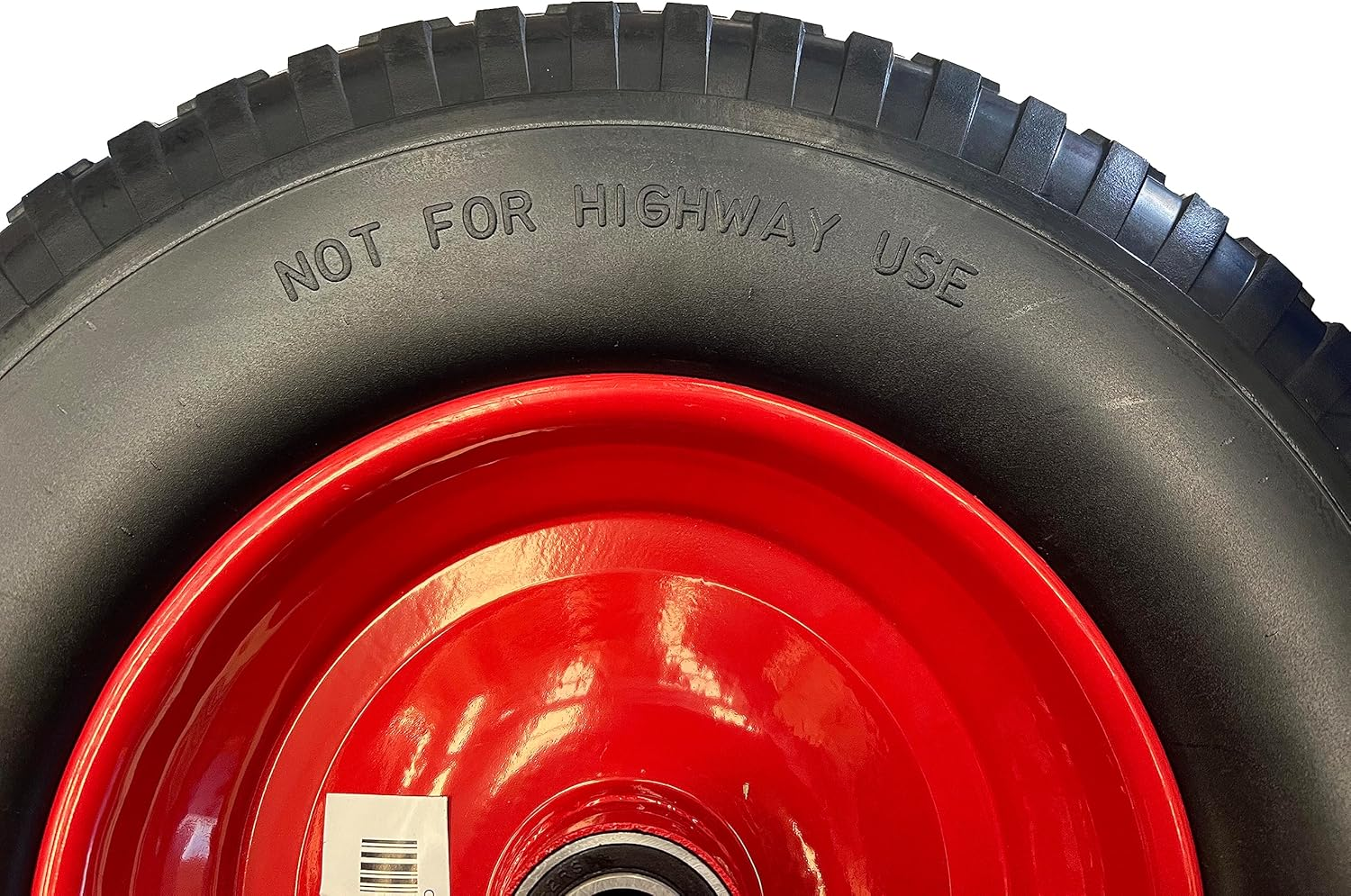 Upgraded 16" Black and Red Flat-Free Wheelbarrow Wheels - Universal Fit 4.80/4.00-8 Tires with 16Mm Bearings, Non-Slip Design for Wheelbarrows/Garden Trailers image number 2