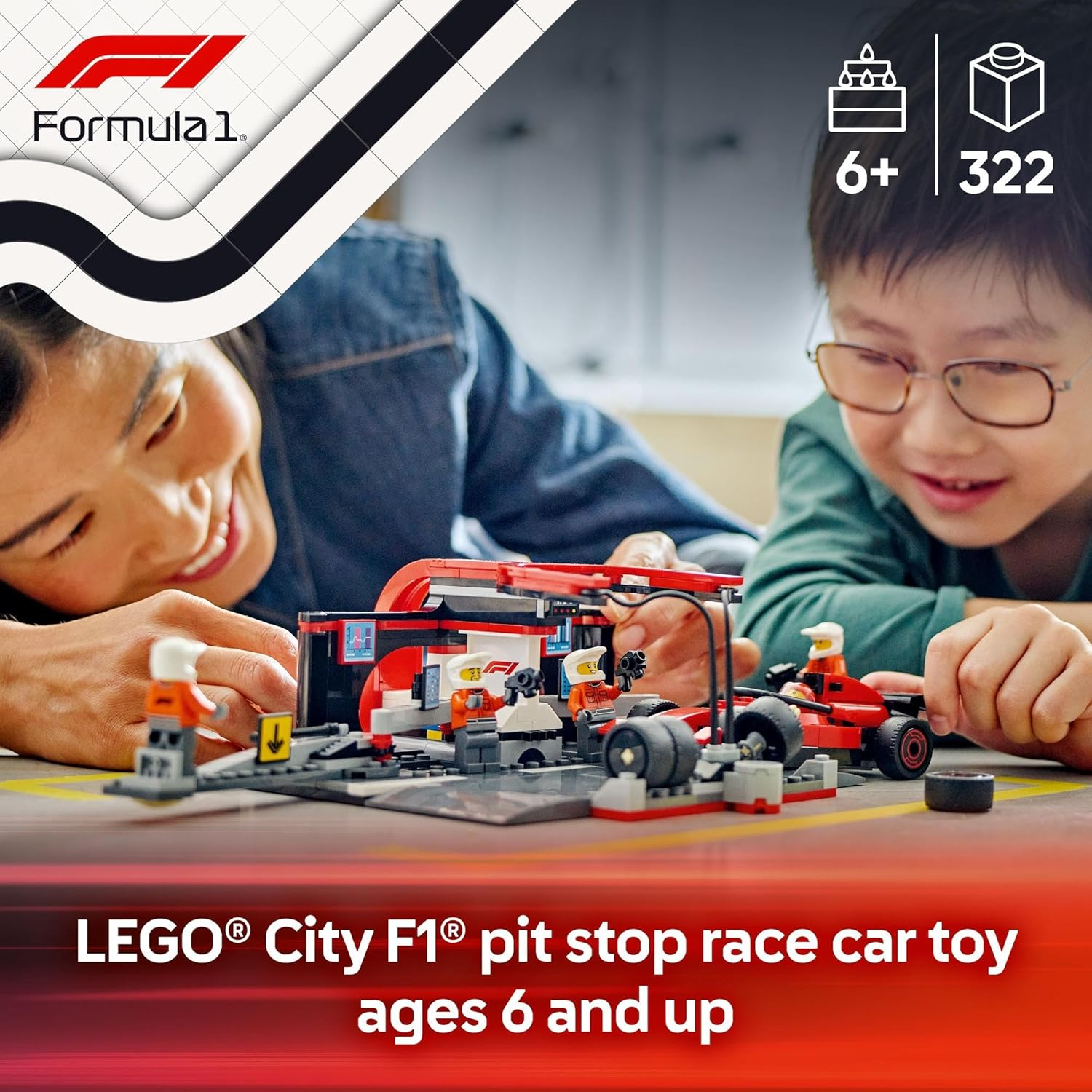 LEGO City F1 Pit Stop & Pit Crew with Ferrari Car Toy for 6+ Year Old Boys & Girls, Formula 1 Vehicle Building Set with 5 Minifigures, Kids Toy Racing Car Playset 60443 image number 4