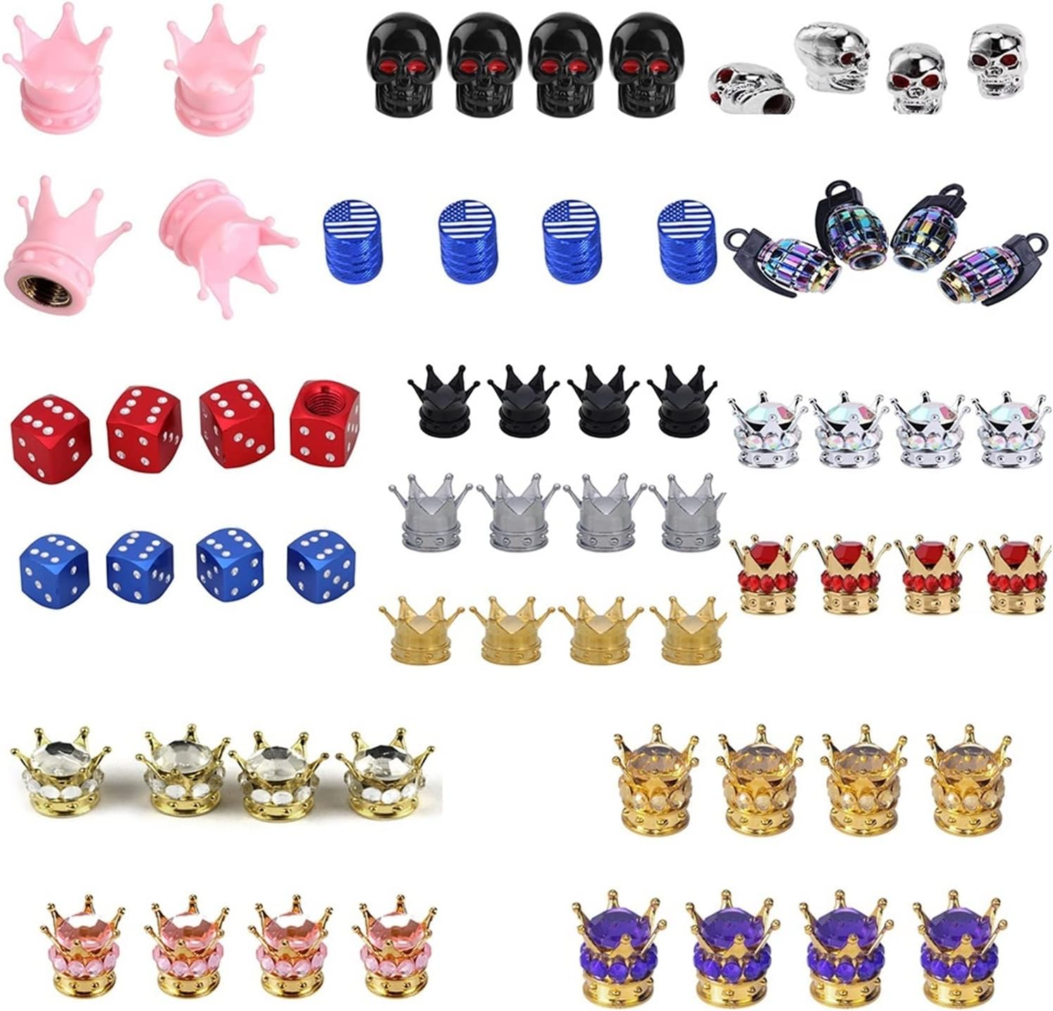 4Pcs Pink Crown Shape Car Auto Universal Wheel Tire Tyre Valve Stem Caps Dust Covers Motorcycle Bike Airtight Stems Compatible with BMW VW (Color : Navy Blue) image number 3