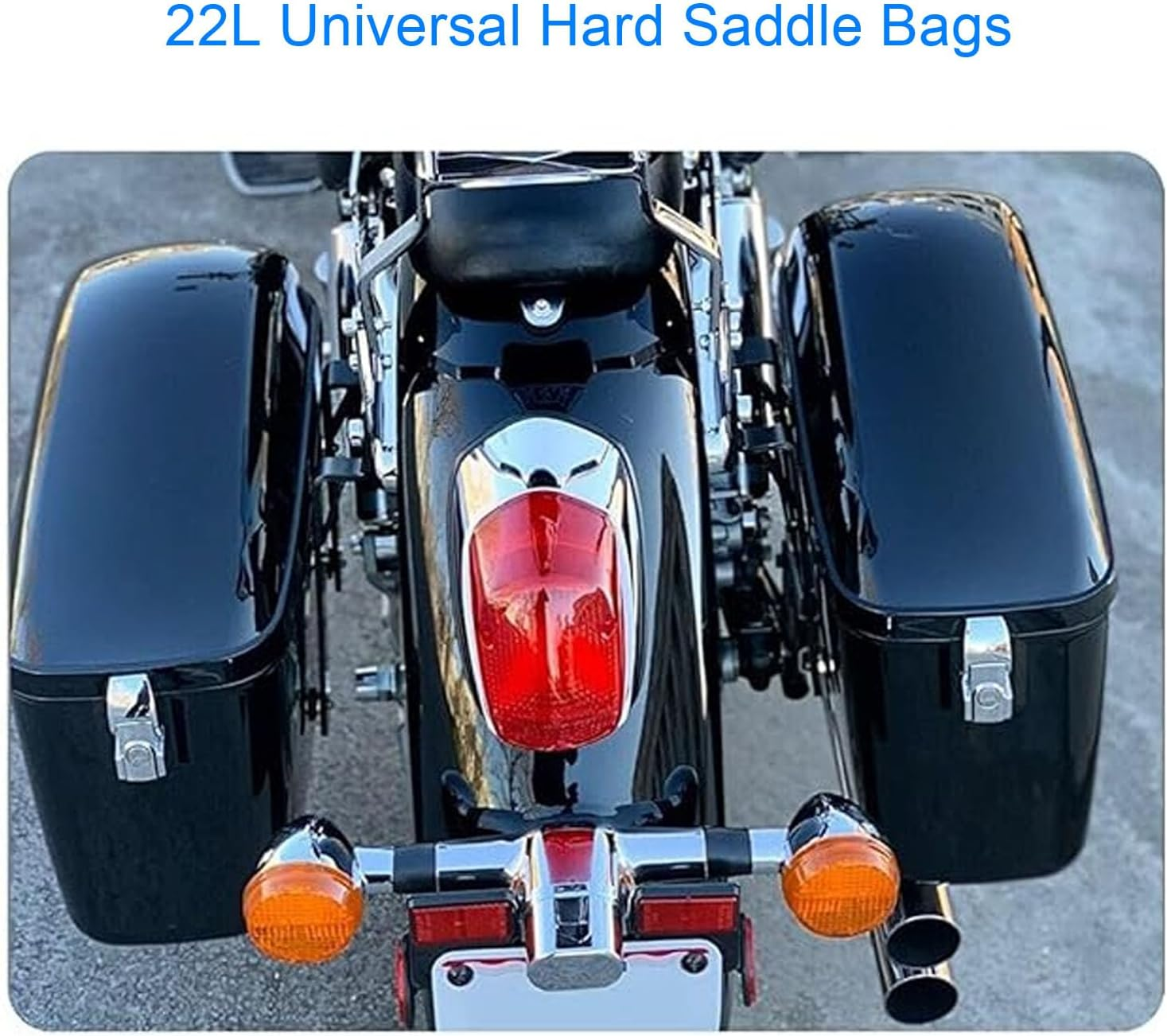 Focket Motorcycle Hard Saddle Bags, 22L ABS Waterproof Lockable Top Opening Trunk with Security Lock and Keys, Universal Motorcycle Side Case Replacement for Cruiser