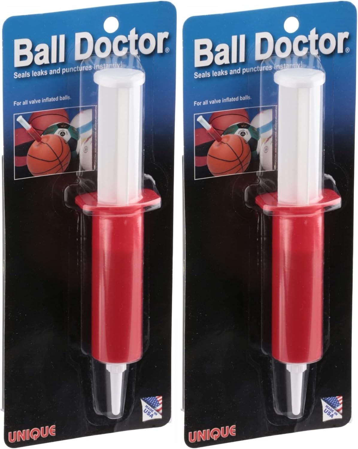 Unique Sports Ball Doctor Leak Flat Fix Repair Kit, Basketball Football (2-Pack)