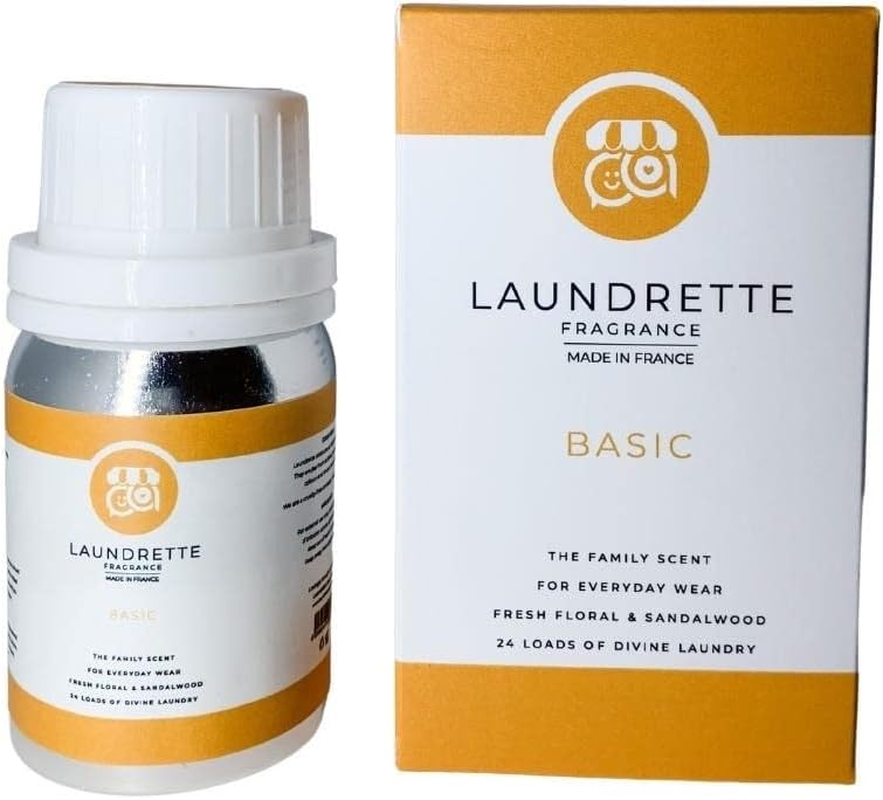Laundry Perfume, Odor Eliminator, LAUNDRETTE Fragrance BASIC, Fresh Floral & Sandalwood, Intense and Long Lasting, 24 Loads, 60Ml