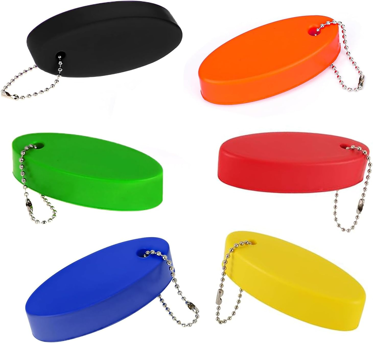 6Pcs Boat Key Floating Keychain, Keychain PU Bright Color Oval Floating Key Ring Boat Key Float for Boating Surfing Fishing Outdoor Water Sports (6 Colors) image number 6