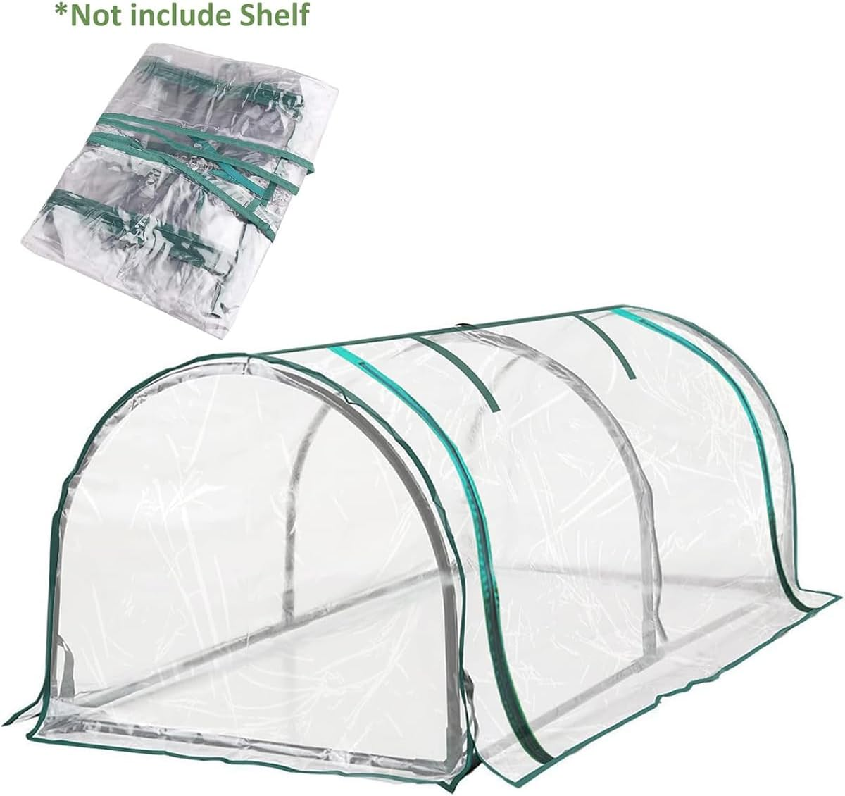 AIMALL Greenhouse Tunnel Cover 130X60X50Cm Transparent and Grid PVC Flower House Cover Outdoor Plant Protector Replacement Cover Only No Shelf Included - Transparent image number 4