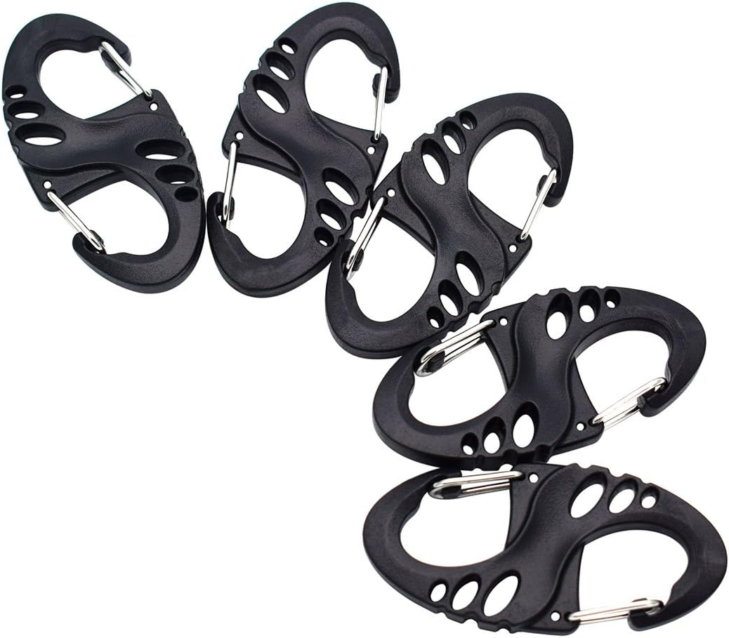 12 Pack S Shaped Carabiner 8 Shaped Snap Keychain Hook Clip Outdoor Camping for Molle Backpack Hanger Buckle Quick Release Keychain image number 1