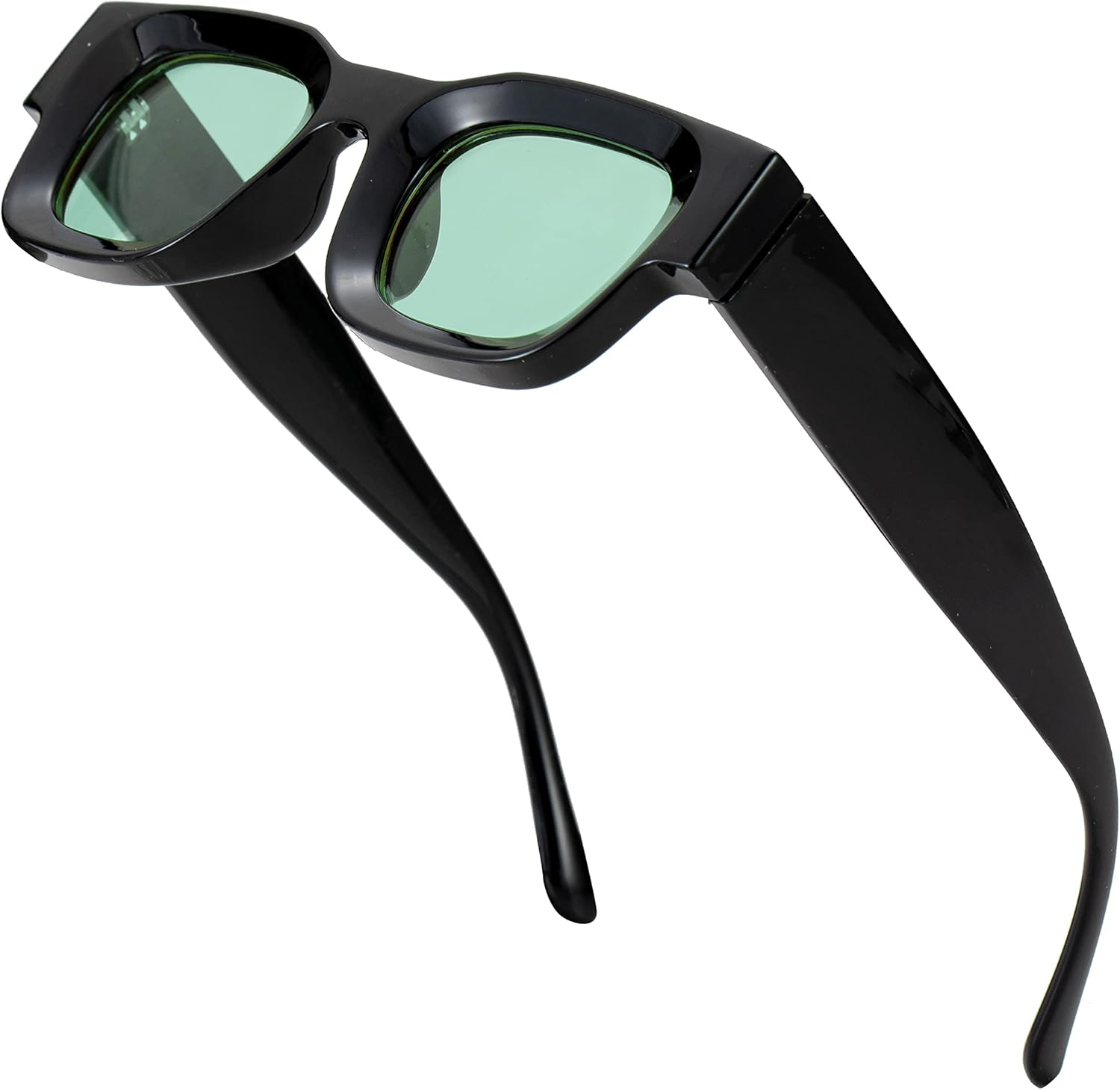 Teumire Retro Rectangle Polarized Sunglasses for Small Face Women Men Chunky Square Thick Frame Glasses UV400 Protection