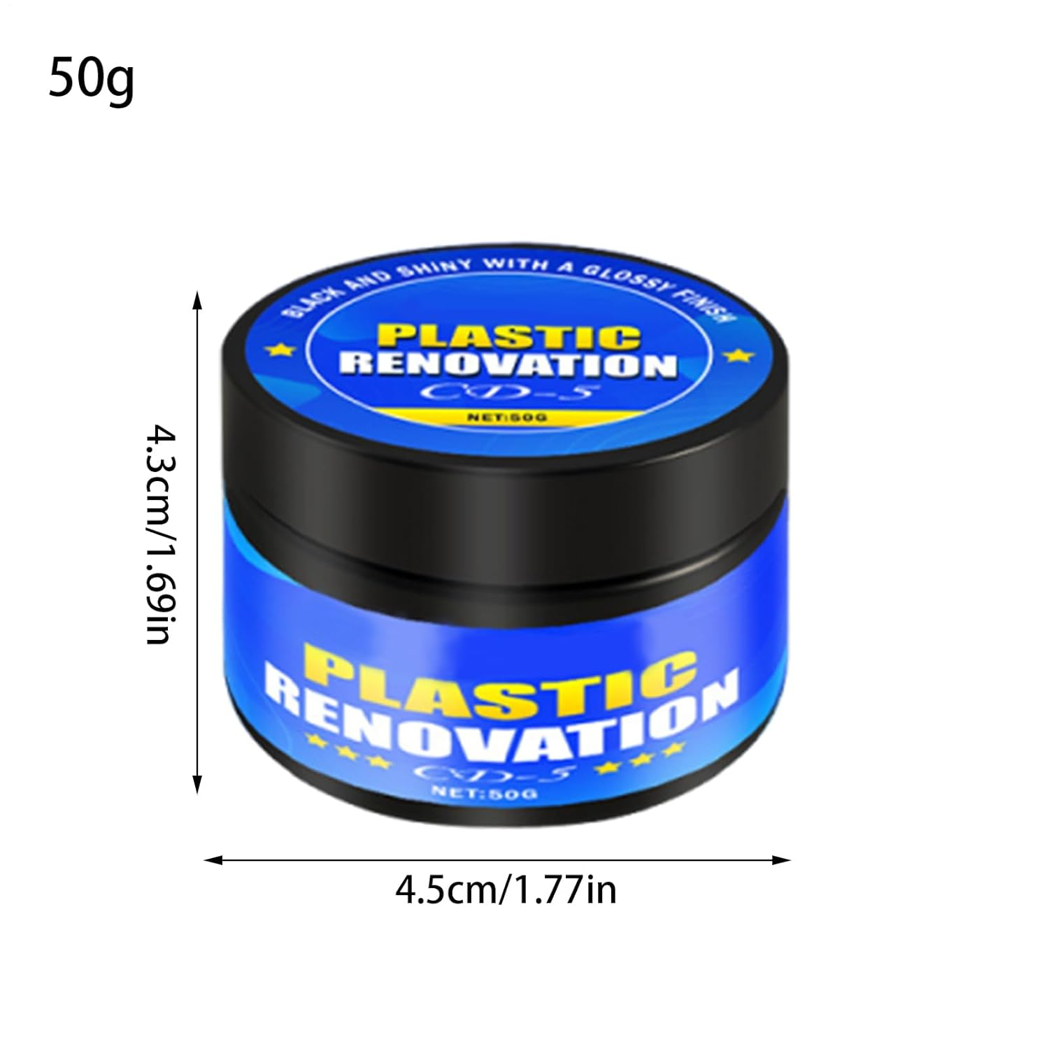 Ultimate Back to Black Plasticc & Trim Colour Restorer, 50G - Car Polish Cream with Sponge for Coating Long Lasting Metal Plating Parts Minor Scratch Dashboard Repair Vehicles Headlights image number 4