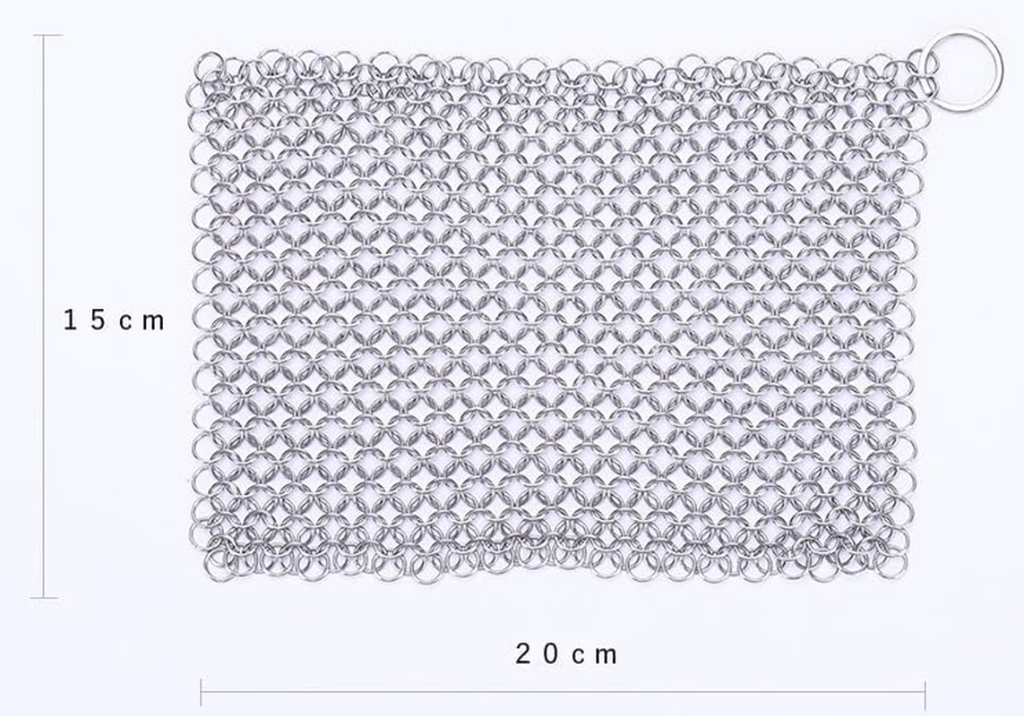 316 Stainless Steel Chainmail Scrubber for Cast Iron Pans, Skillets, and Griddles 20 X 15 Cm (8 X 6 Inch) image number 4