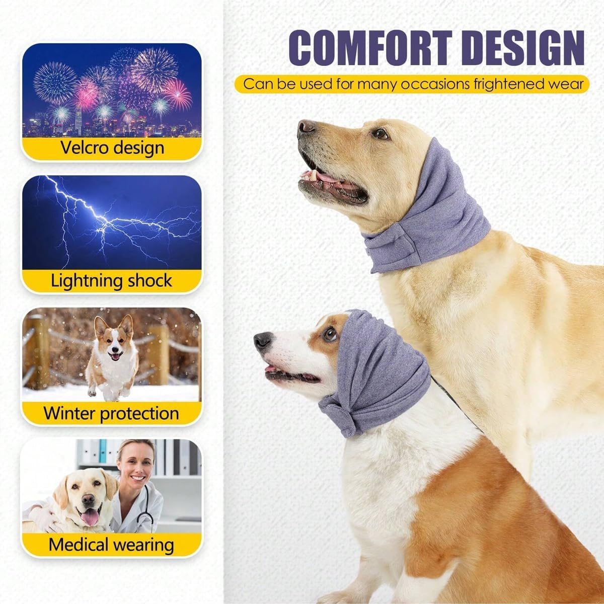 AIMALL Adjustable Dog Calming Headgear - Multifunctional Emotional Support Muff for Noise Reduction, Grooming & Sleeping - Warm, Comfortable Fabric - Sizes S to L (9.8-23.6 Inches) image number 4